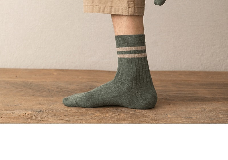 Men's Striped Cotton Crew Socks | Breathable All-Season Everyday