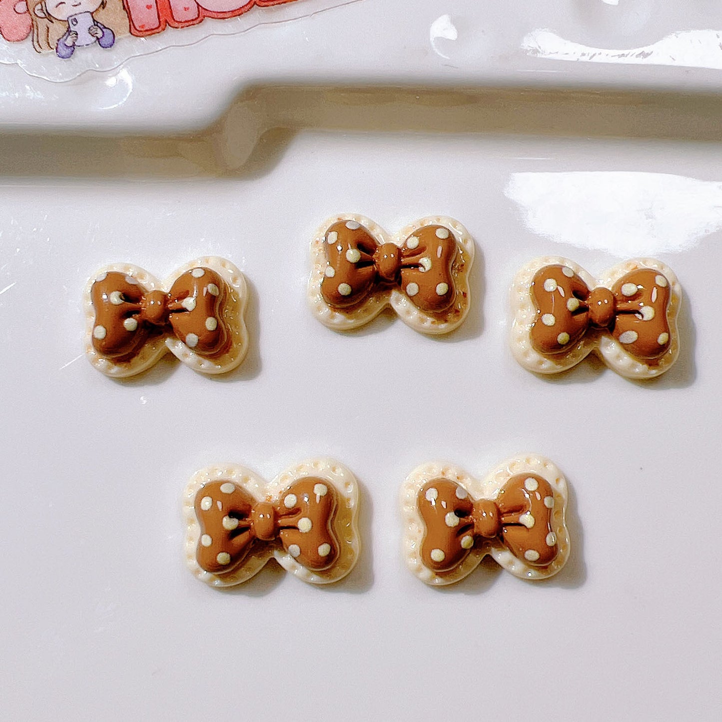 (5pic for 1 Bag) Cutie Mini Double-layer Dot Bow DIY Resin Charms (Pack Offline)