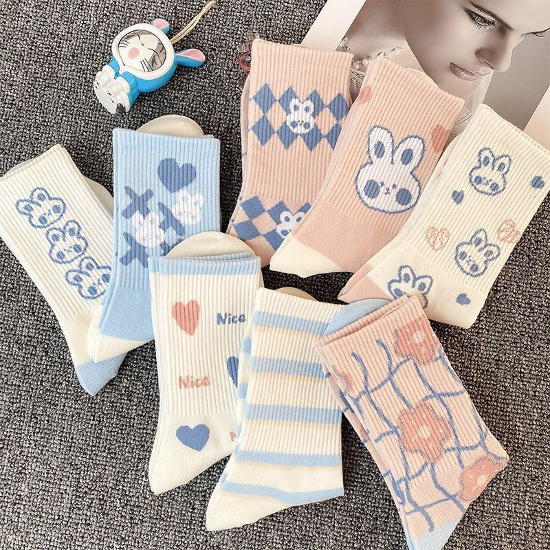 Cute Rabbit Cotton Crew Socks for Women | Casual Patterned Socks