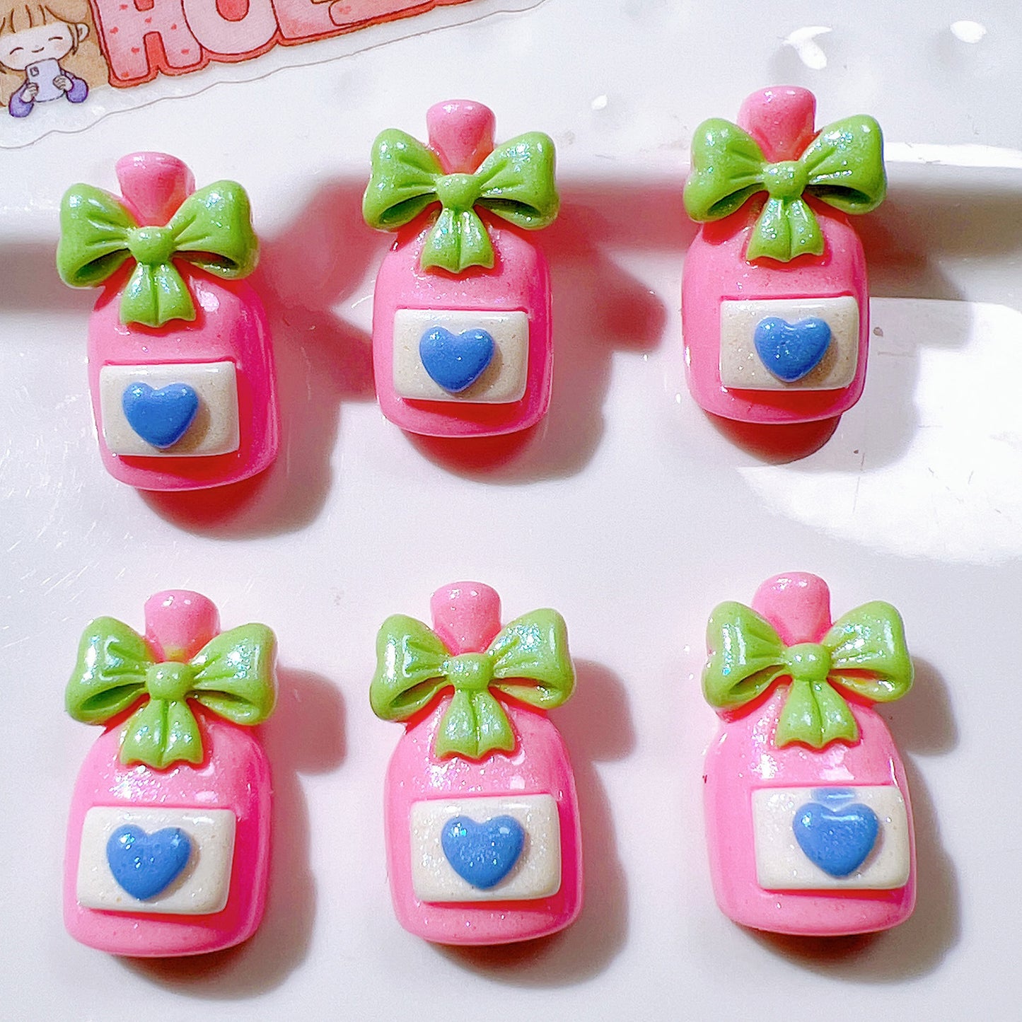 (5pic for1bag)Cutie pearl bow bottle diy resin charms(pack offline)