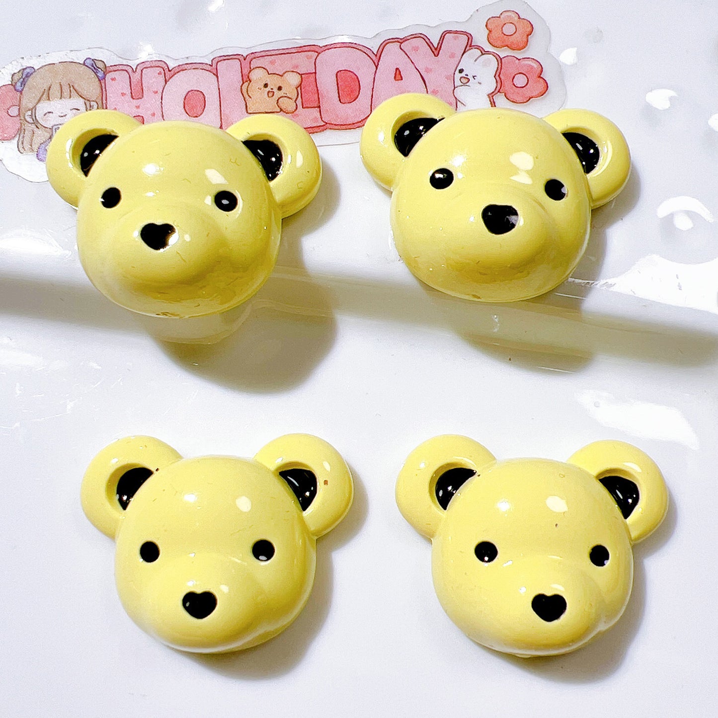 (5pic for1bag)Cutie bear head diy resin charms (pack offline)