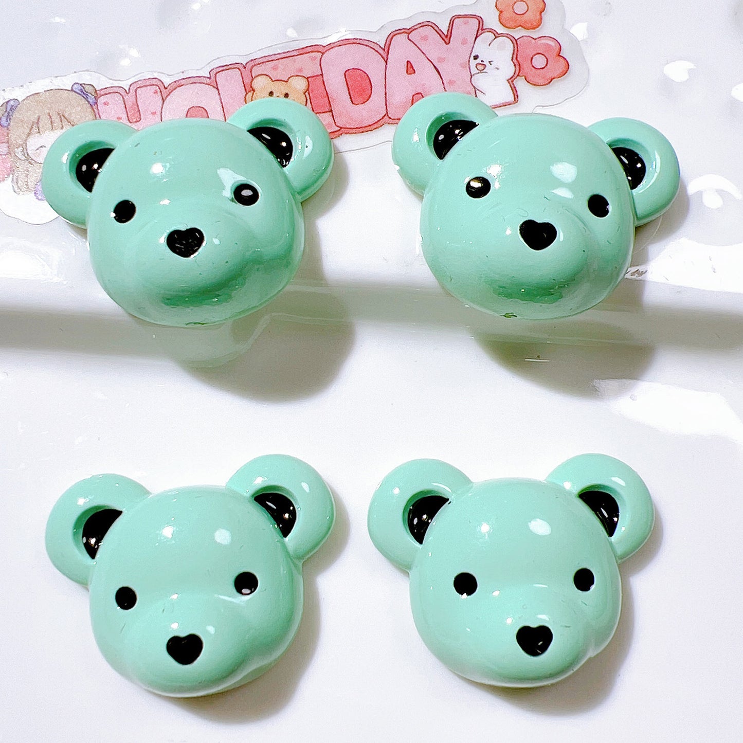 (5pic for1bag)Cutie bear head diy resin charms (pack offline)