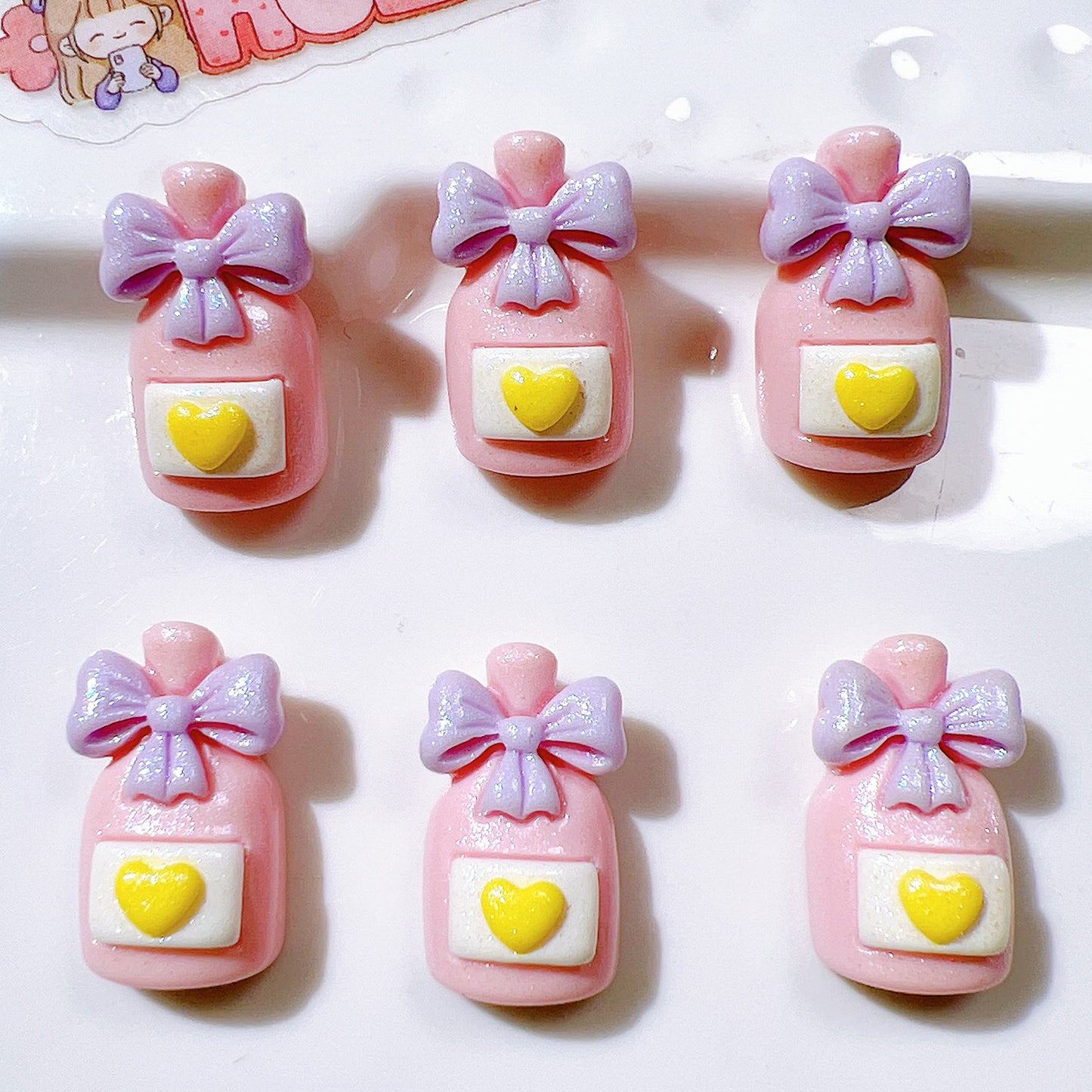 (5pic for1bag)Cutie pearl bow bottle diy resin charms(pack offline)