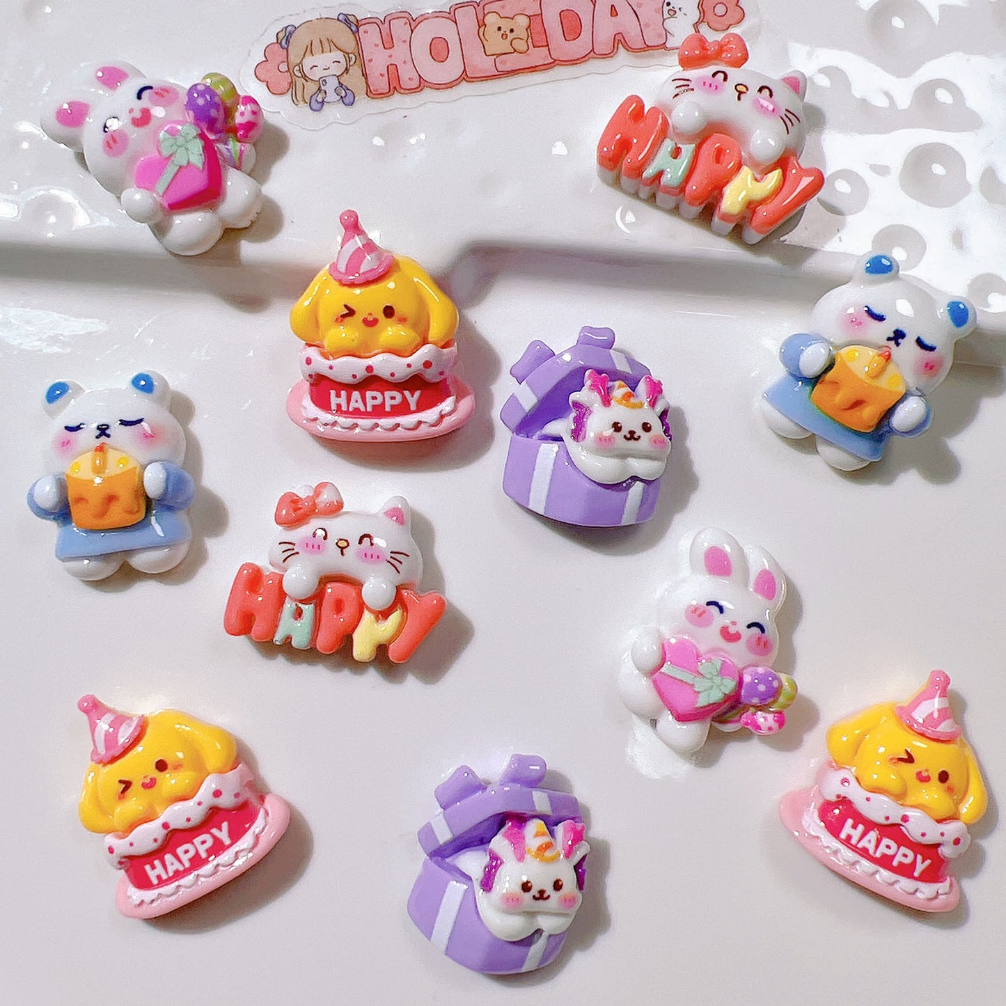 (5pic for 1bag)Cutie Happy Cat Cake Diy Resin Charms (pack Offline)