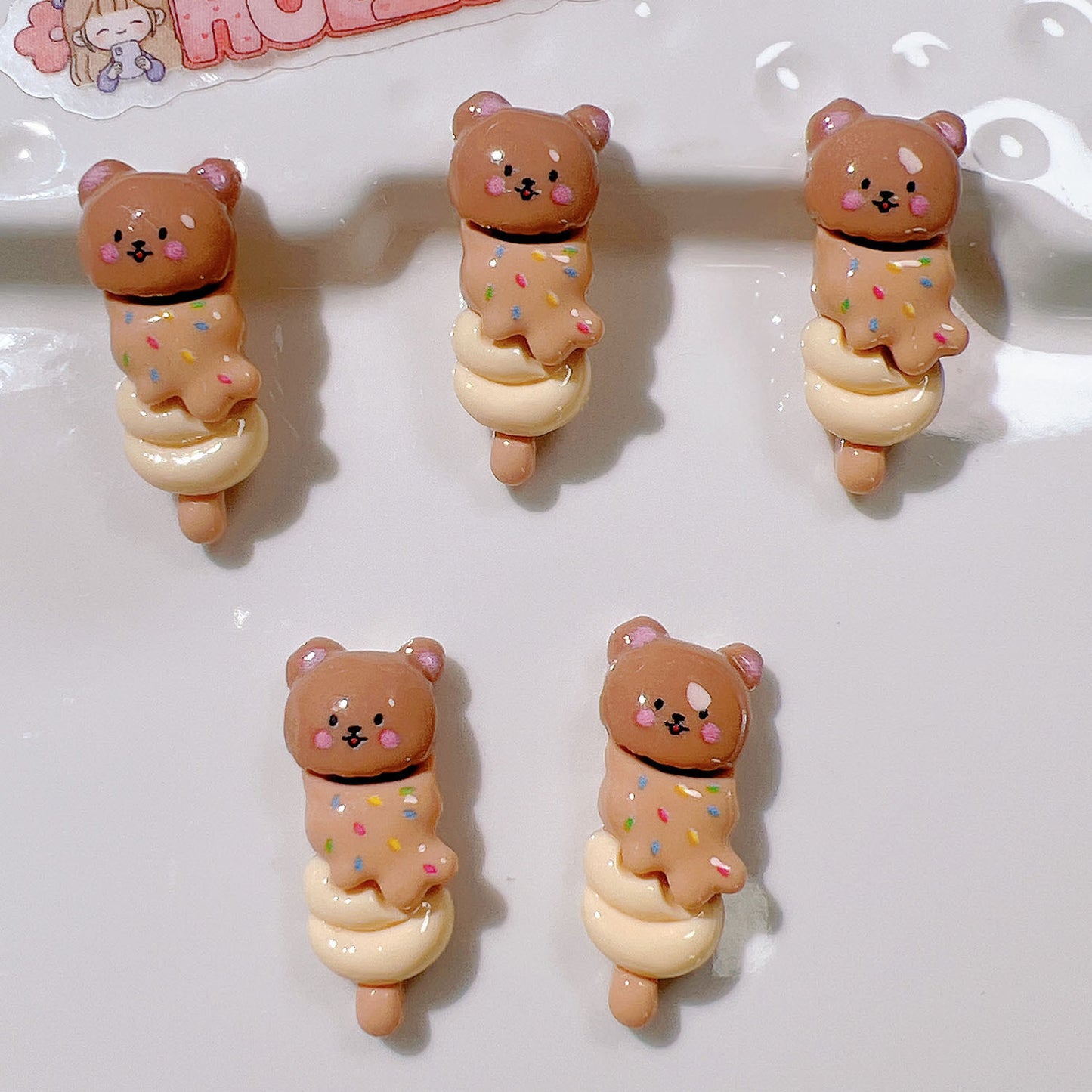 (5pic for 1bag)Cutie biscuit bear diy resin charms (pack offline)