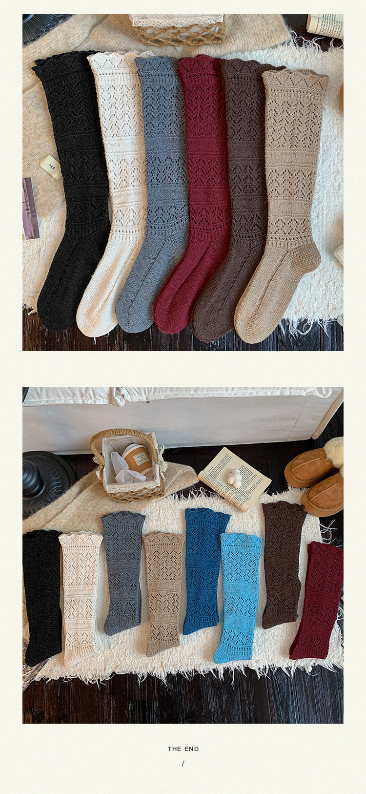 Vintage Openwork Chunky Knit Calf Socks | Cozy Winter Women's Socks