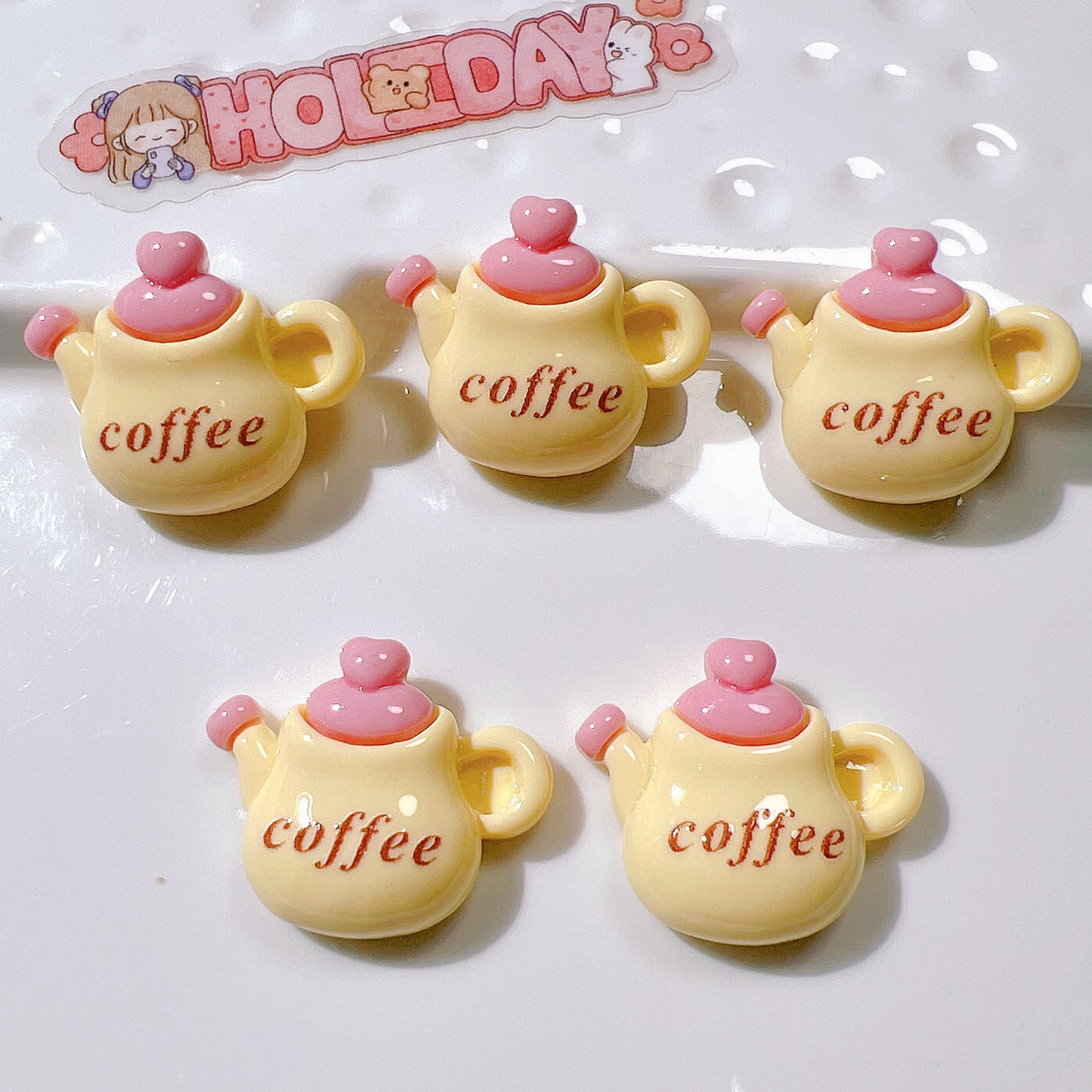 (5pic for 1 Bag) Cutie Coffee Teapot DIY Resin Charms (Pack Offline)