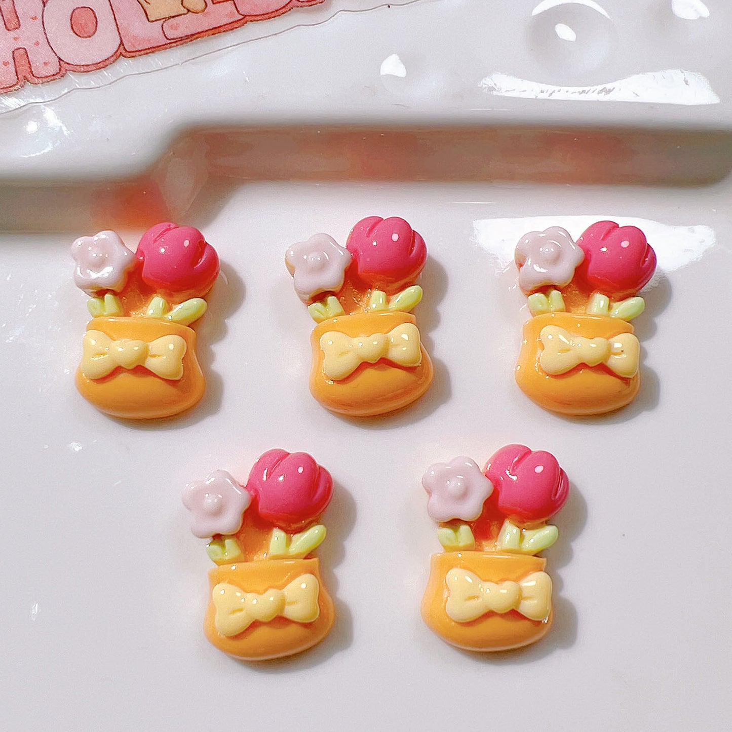 (5pic for 1bag)Cutie mini flower pot diy resin charms (pack offline)