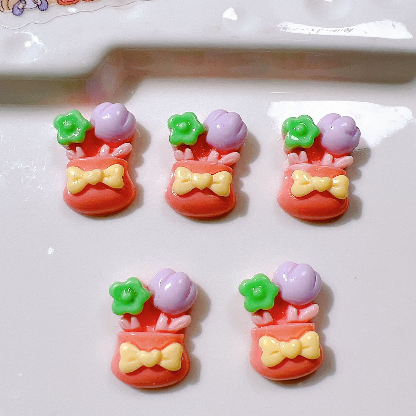 (5pic for 1bag)Cutie mini flower pot diy resin charms (pack offline)