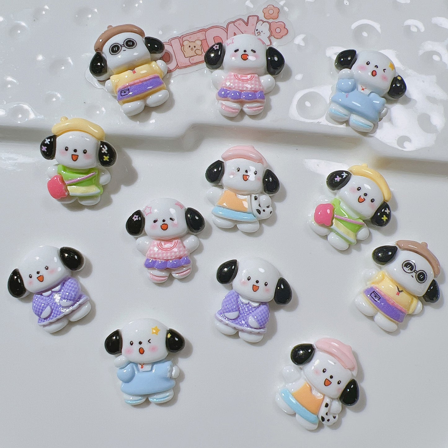 (5pic for 1bag)Cutie black ear dog diy resin charms (pack offline)