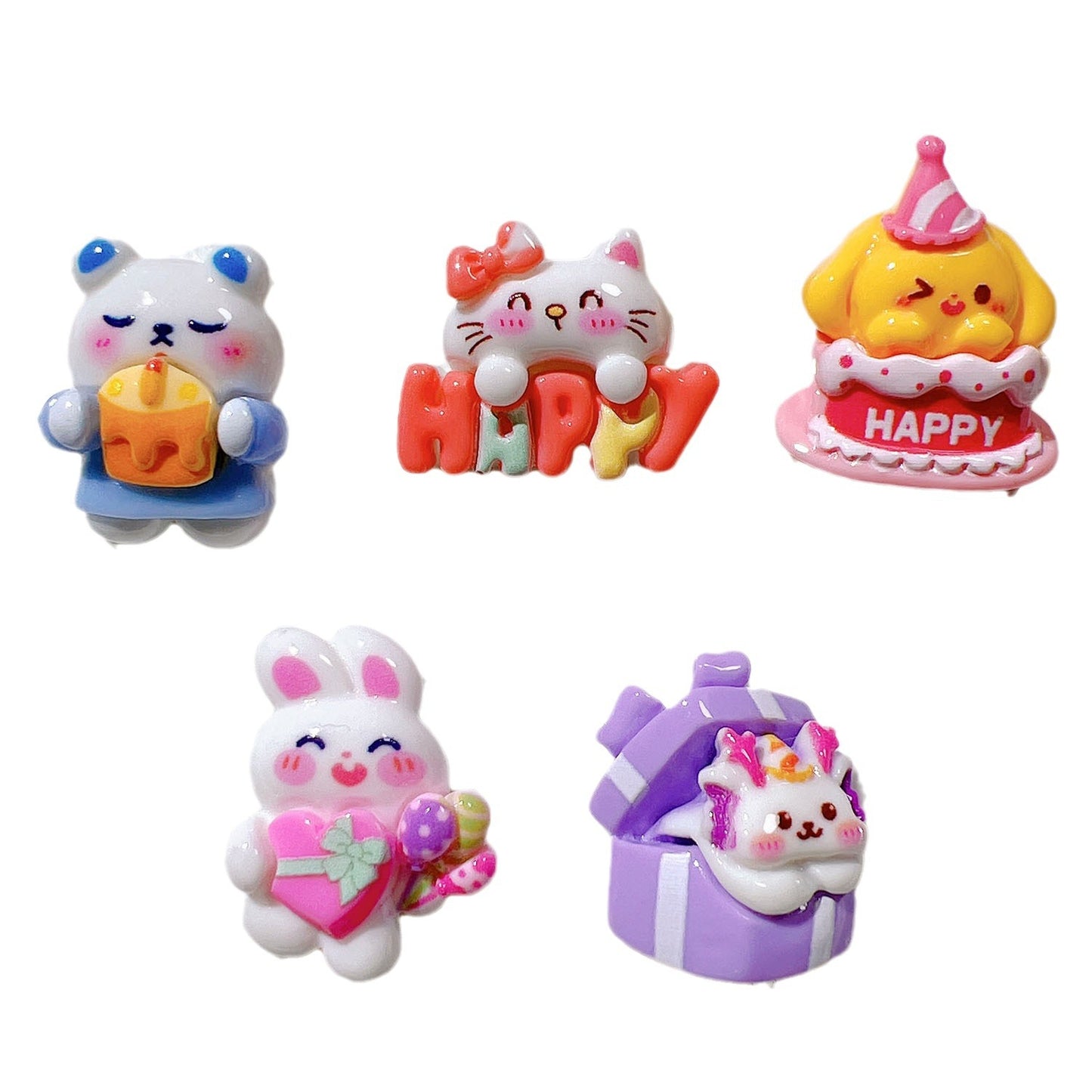 (5pic for 1bag)Cutie Happy Cat Cake Diy Resin Charms (pack Offline)