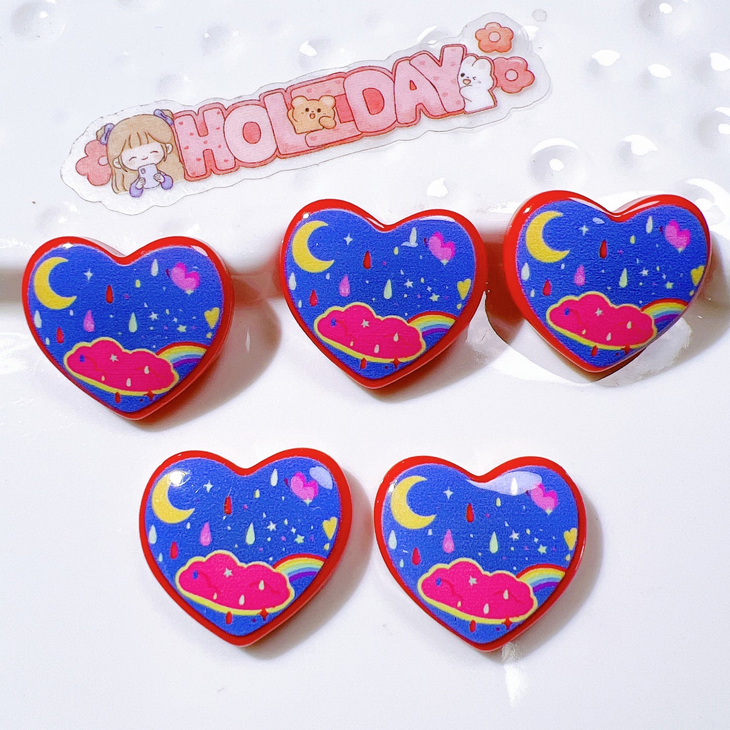 (5pic for1bag)Cutie heart diy charms resin (pack offline)