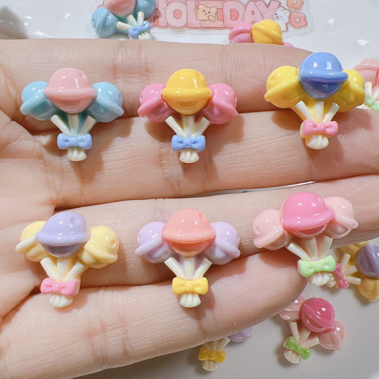 (5pic for 1bag)Cutie lollipop bouquets diy resin charms (pack offline)