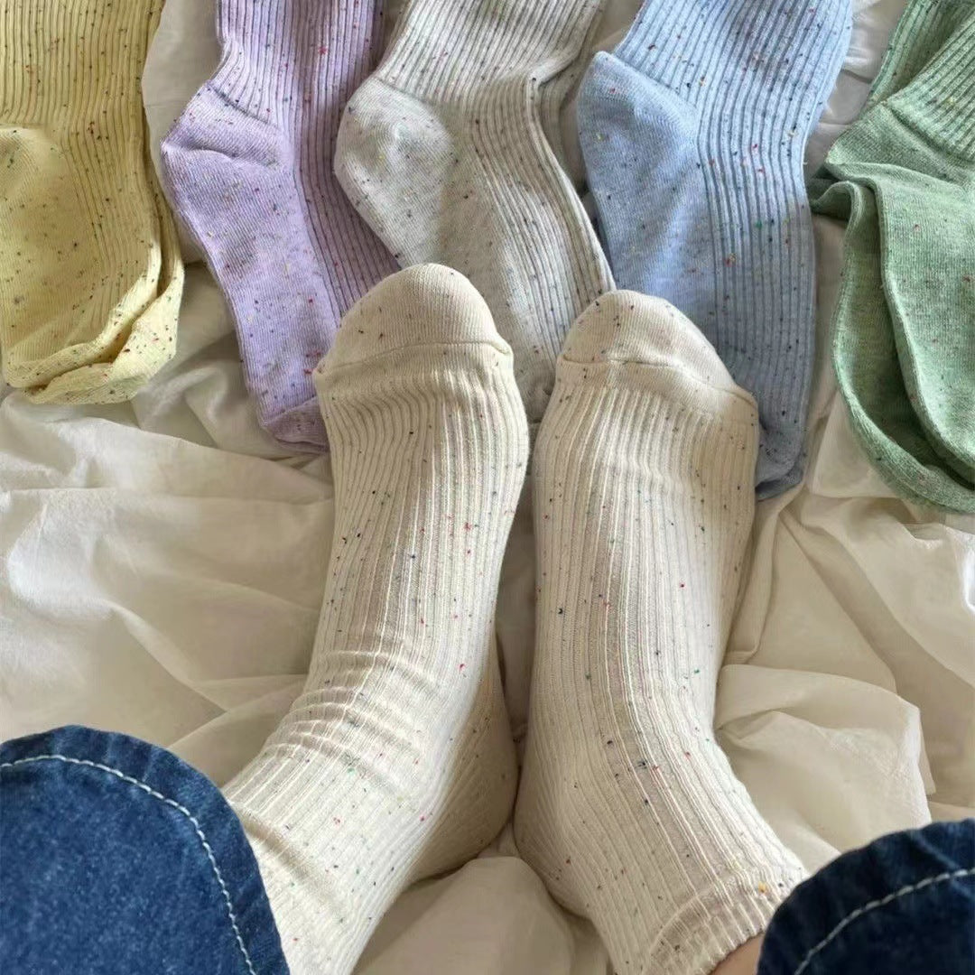 Speckled Cotton Crew Socks for Women | Everyday Mid Calf Socks