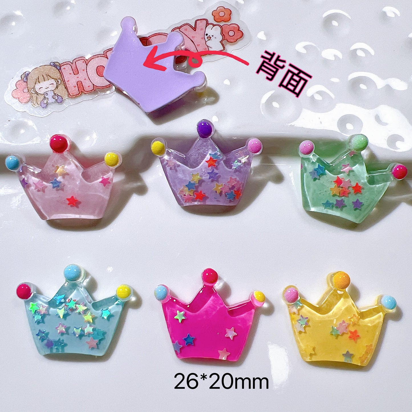 (5pic for 1 Bag) Cutie Transparent Sequins Crown DIY Resin Charms (Pack Offline)