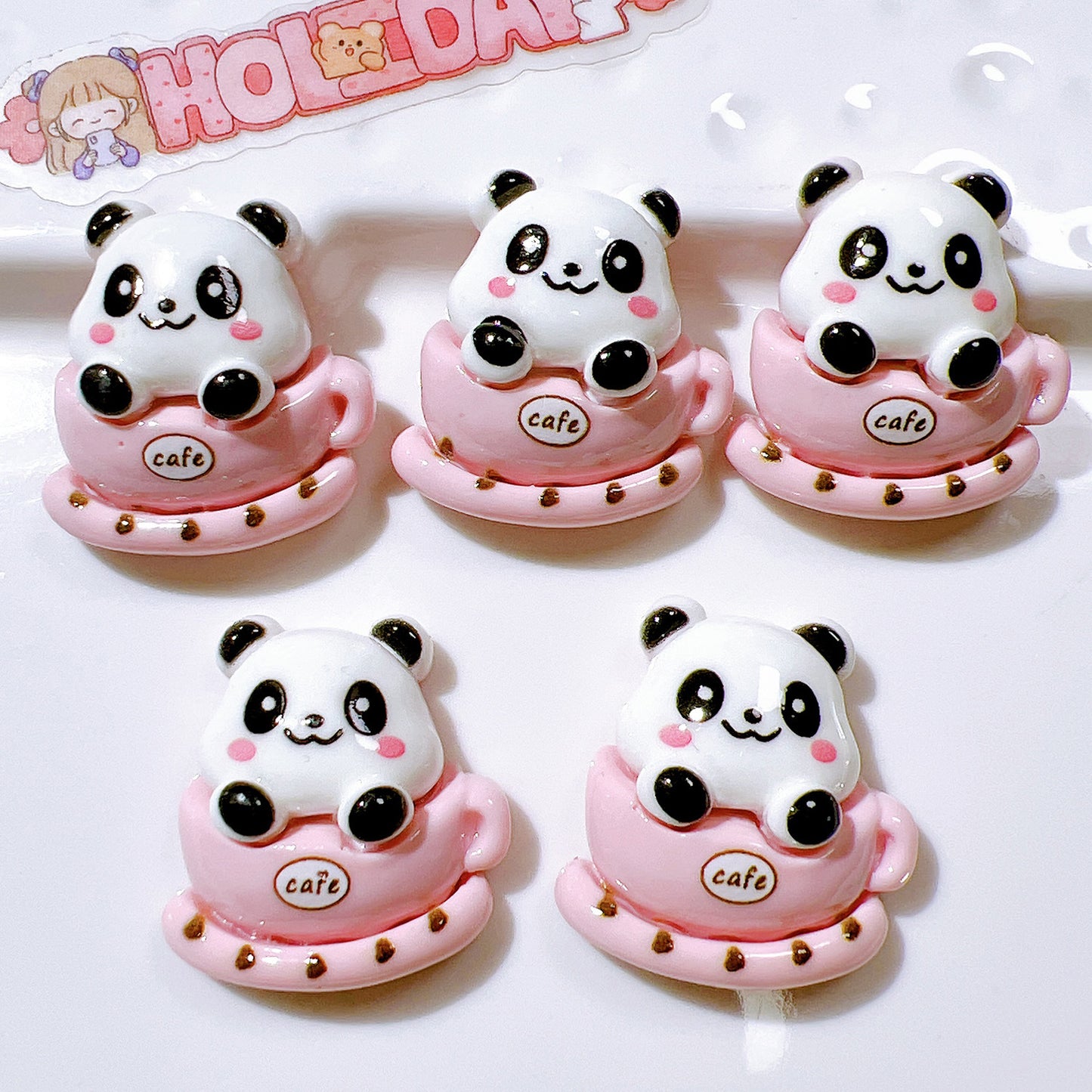 (5pic for1bag)Cutie diy charms resin patches handmade materials cream glue phone case diy kids hair accessories accessories pink bread bear