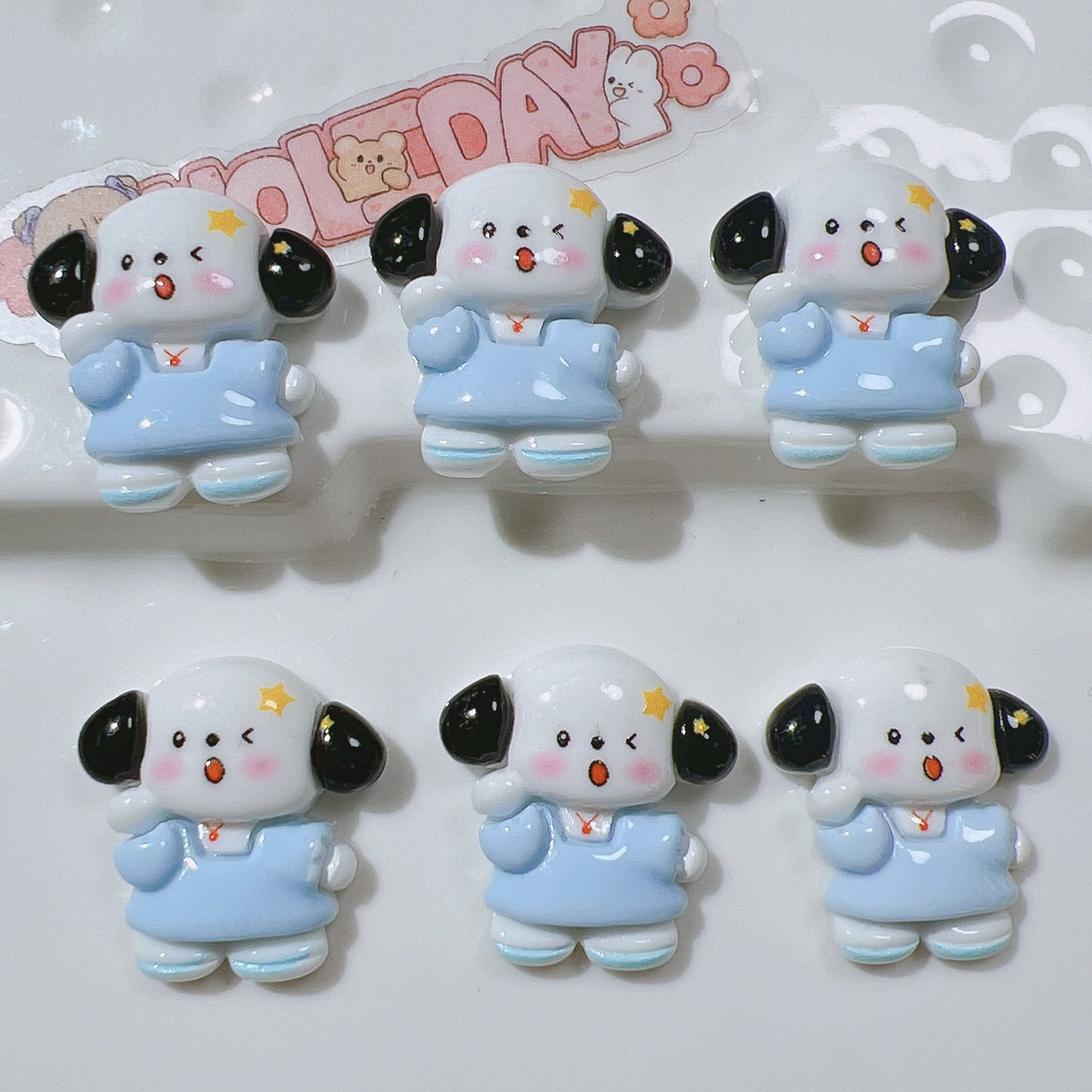 (5pic for 1bag)Cutie black ear dog diy resin charms (pack offline)