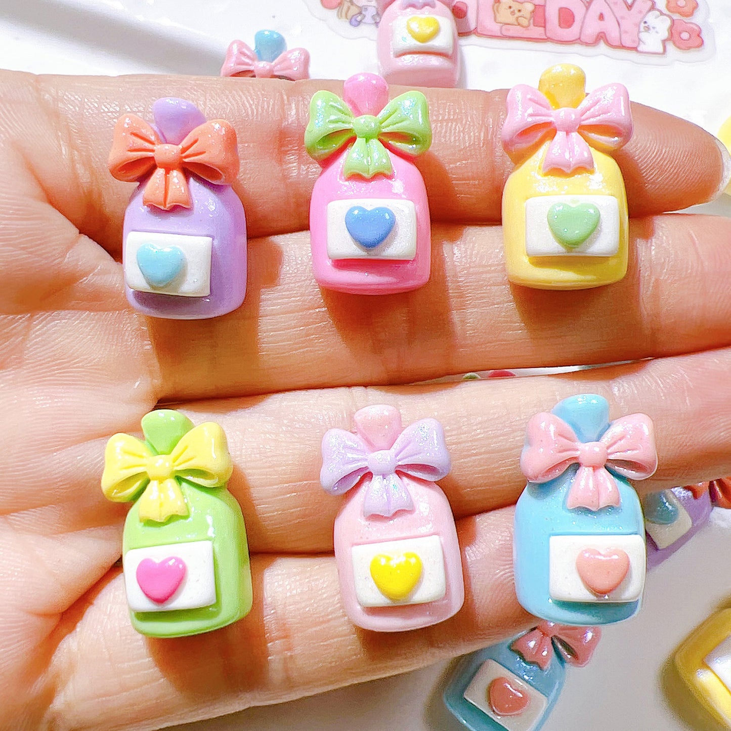(5pic for1bag)Cutie pearl bow bottle diy resin charms(pack offline)