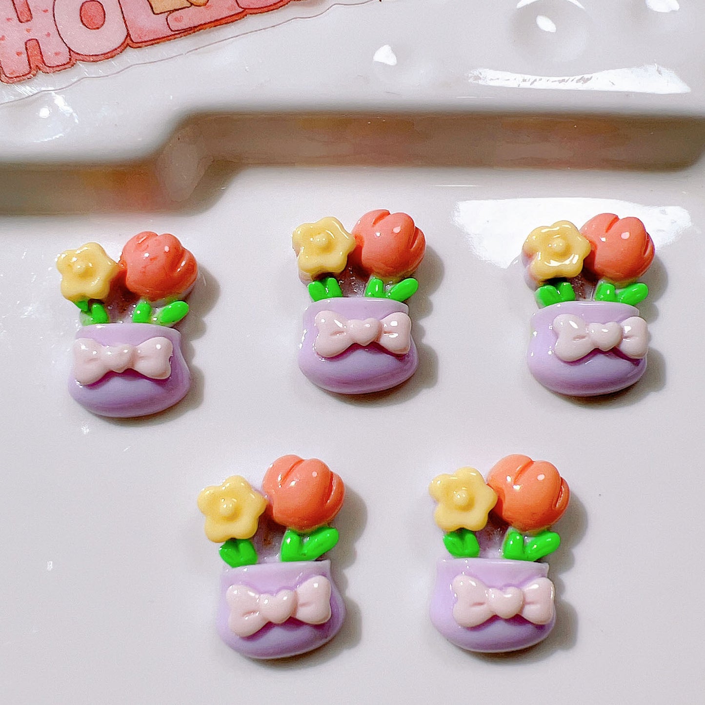 (5pic for 1bag)Cutie mini flower pot diy resin charms (pack offline)