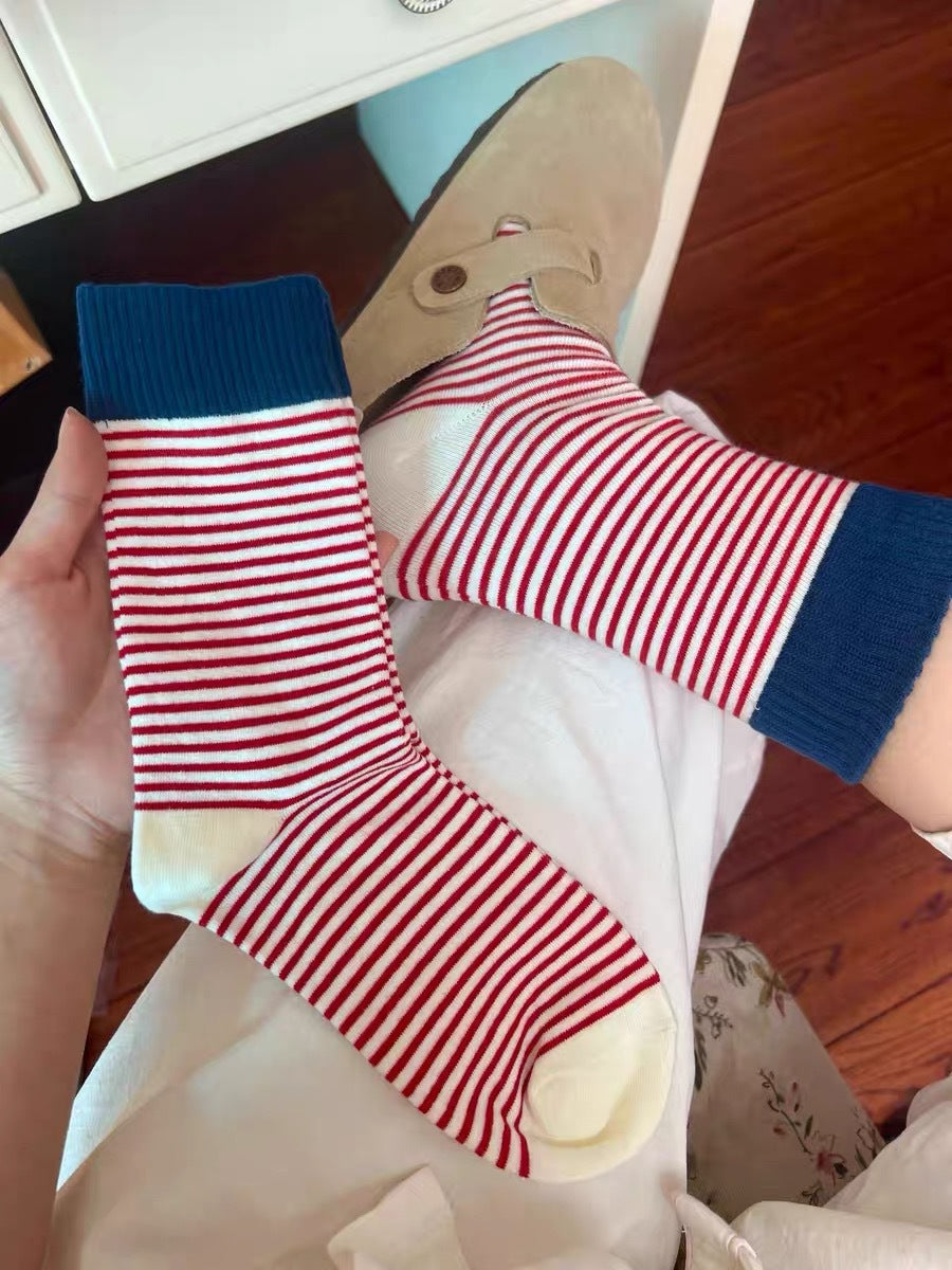 Women's Colorblock Striped Slouch Crew Socks | Casual Cotton Socks