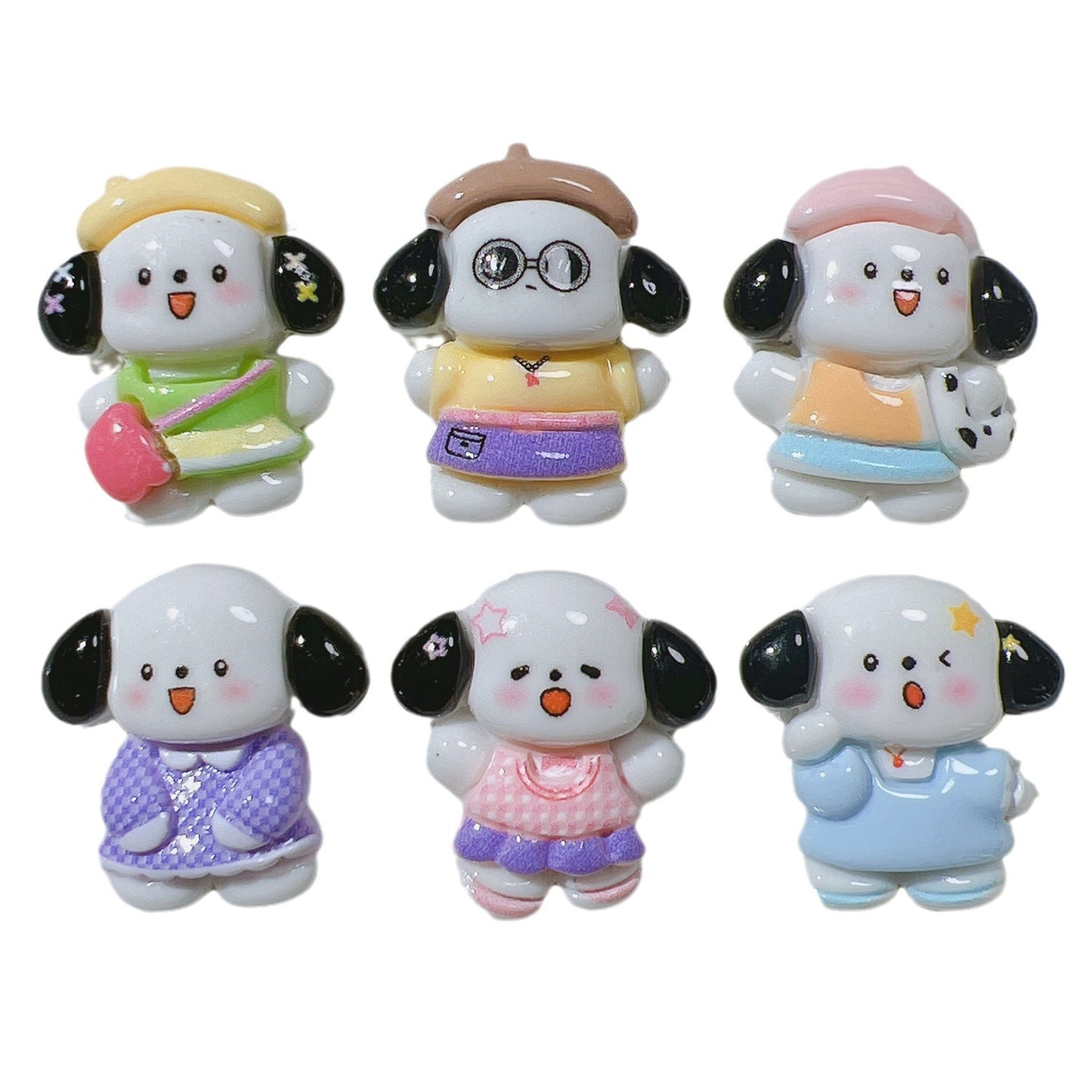 (5pic for 1bag)Cutie black ear dog diy resin charms (pack offline)