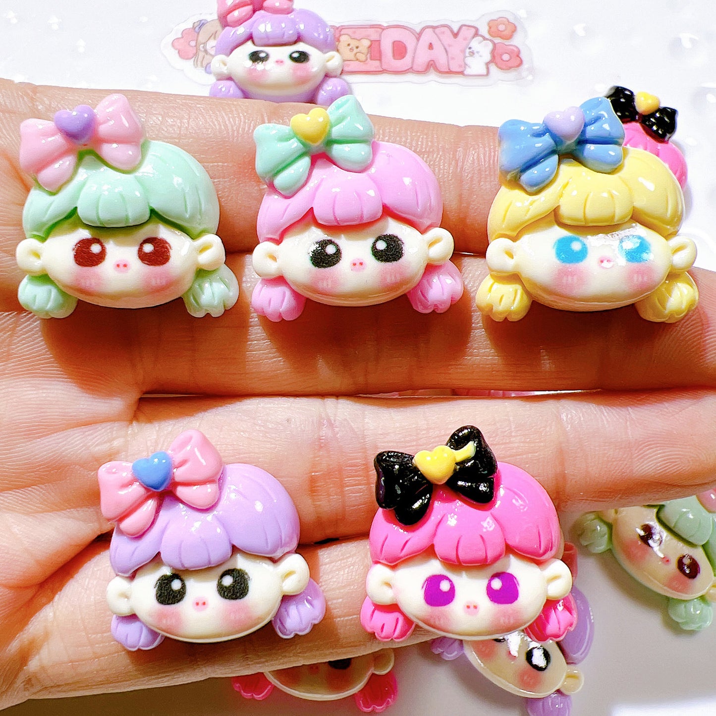 (5pic for1bag)Cutie bow tie girl diy resin charms(pack offline)