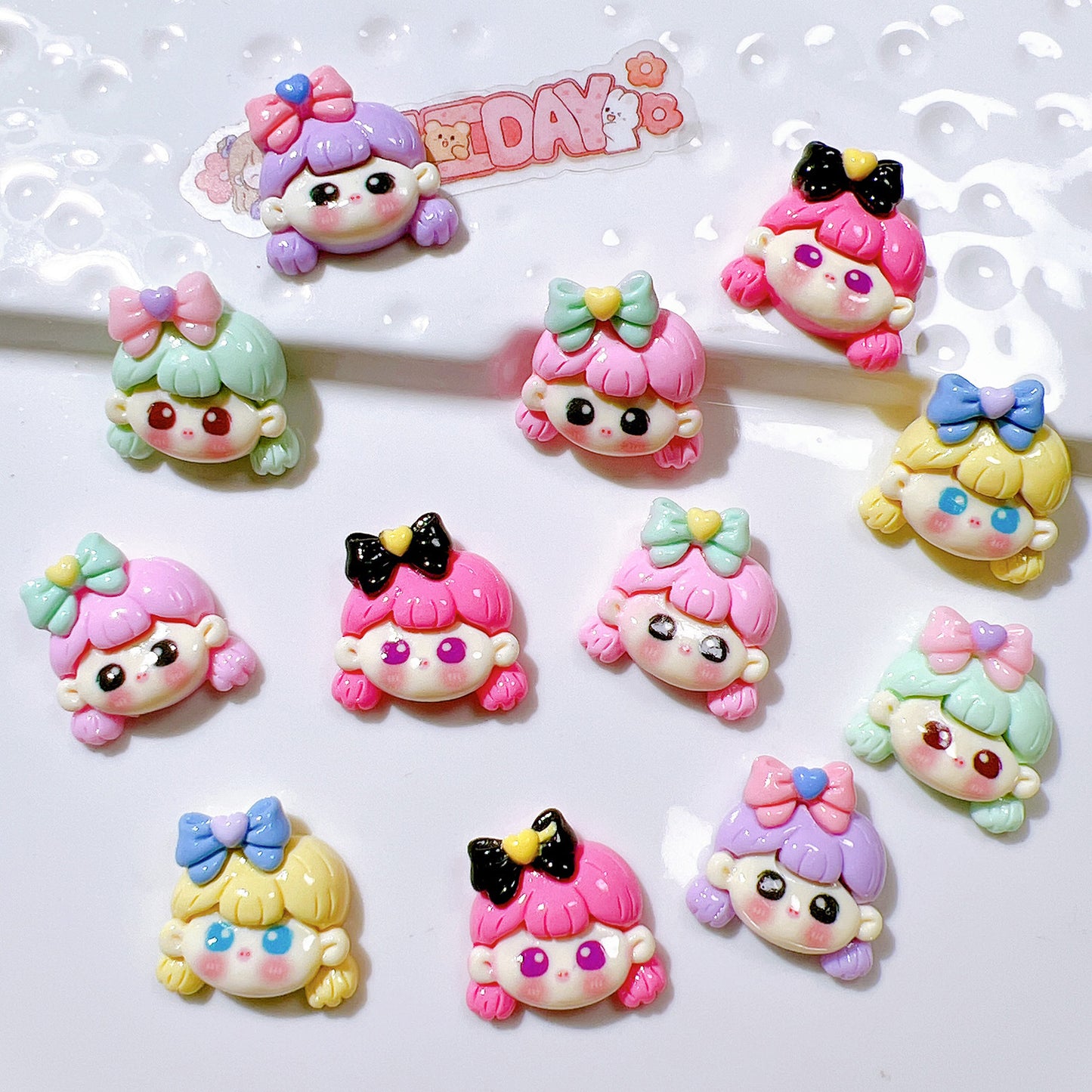 (5pic for1bag)Cutie bow tie girl diy resin charms(pack offline)