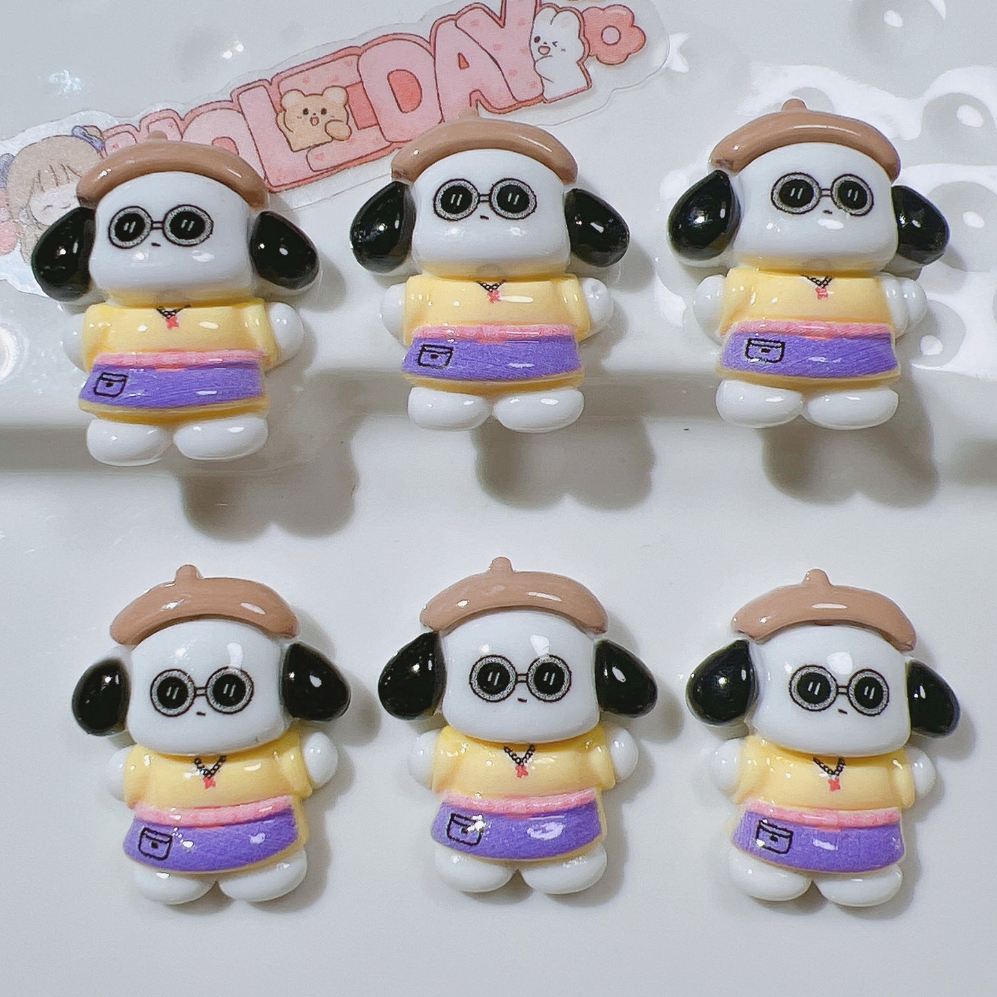 (5pic for 1bag)Cutie black ear dog diy resin charms (pack offline)
