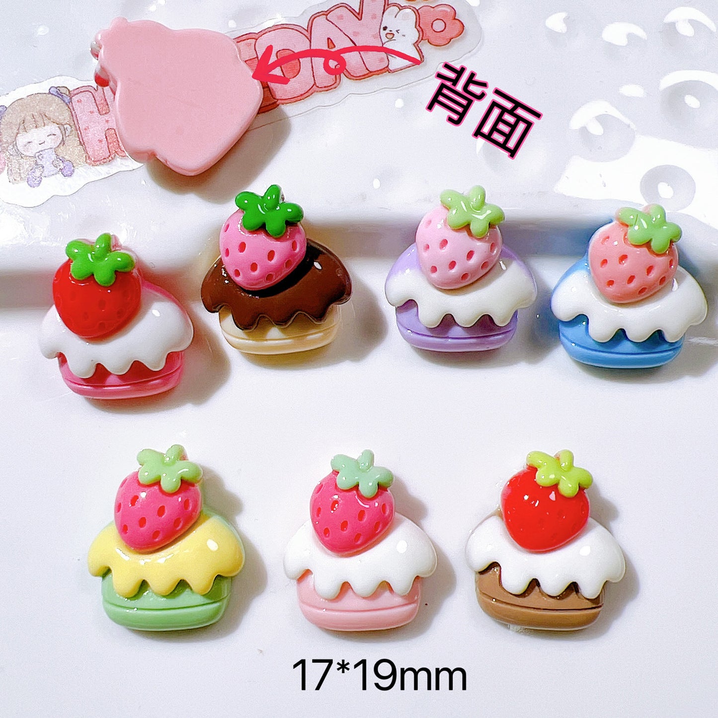 (5pic for 1bag)Cutie strawberry cake diy resin charms (pack offline)