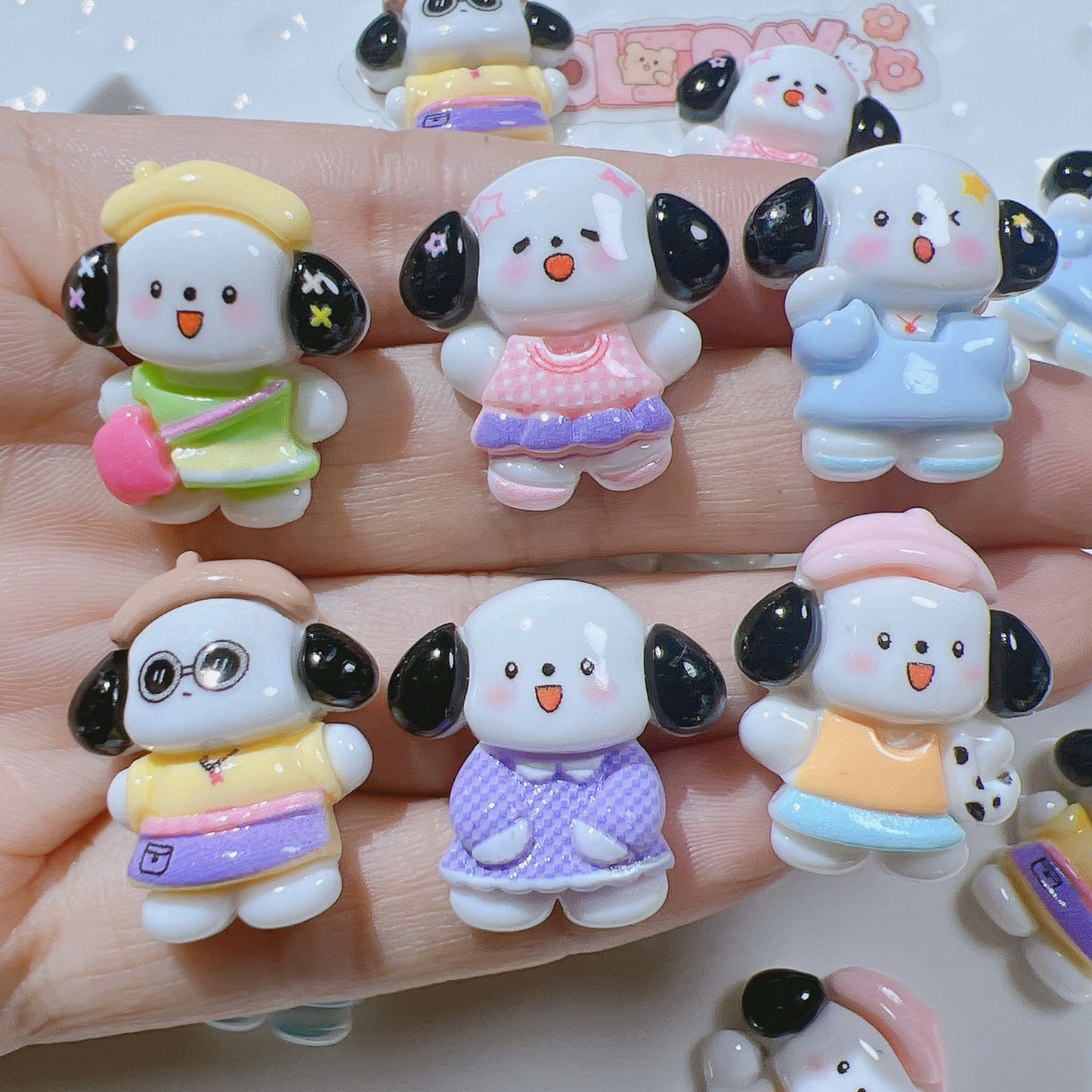 (5pic for 1bag)Cutie black ear dog diy resin charms (pack offline)