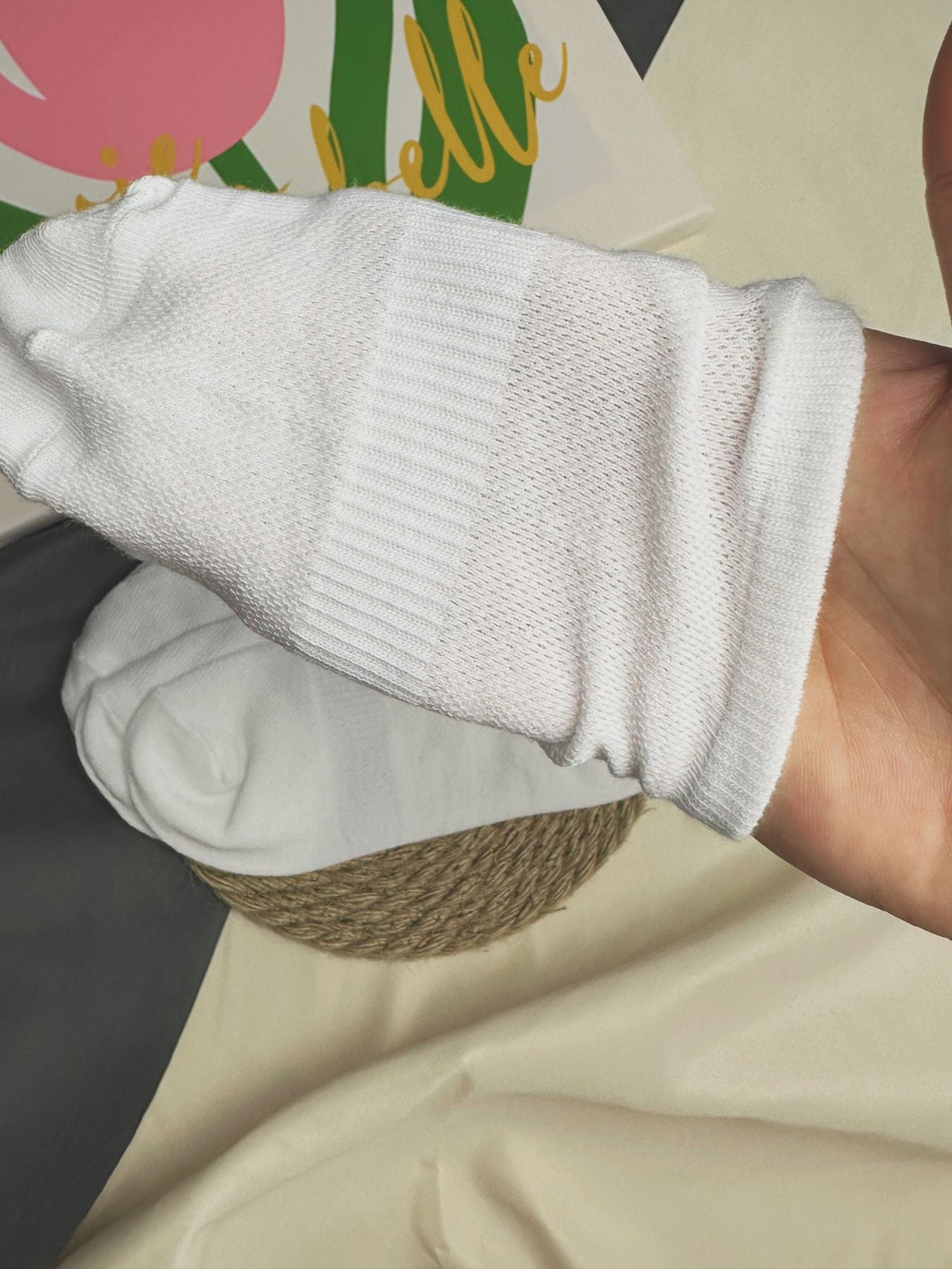 Cute Embroidered No-Show Socks | White Breathable Cotton For Women