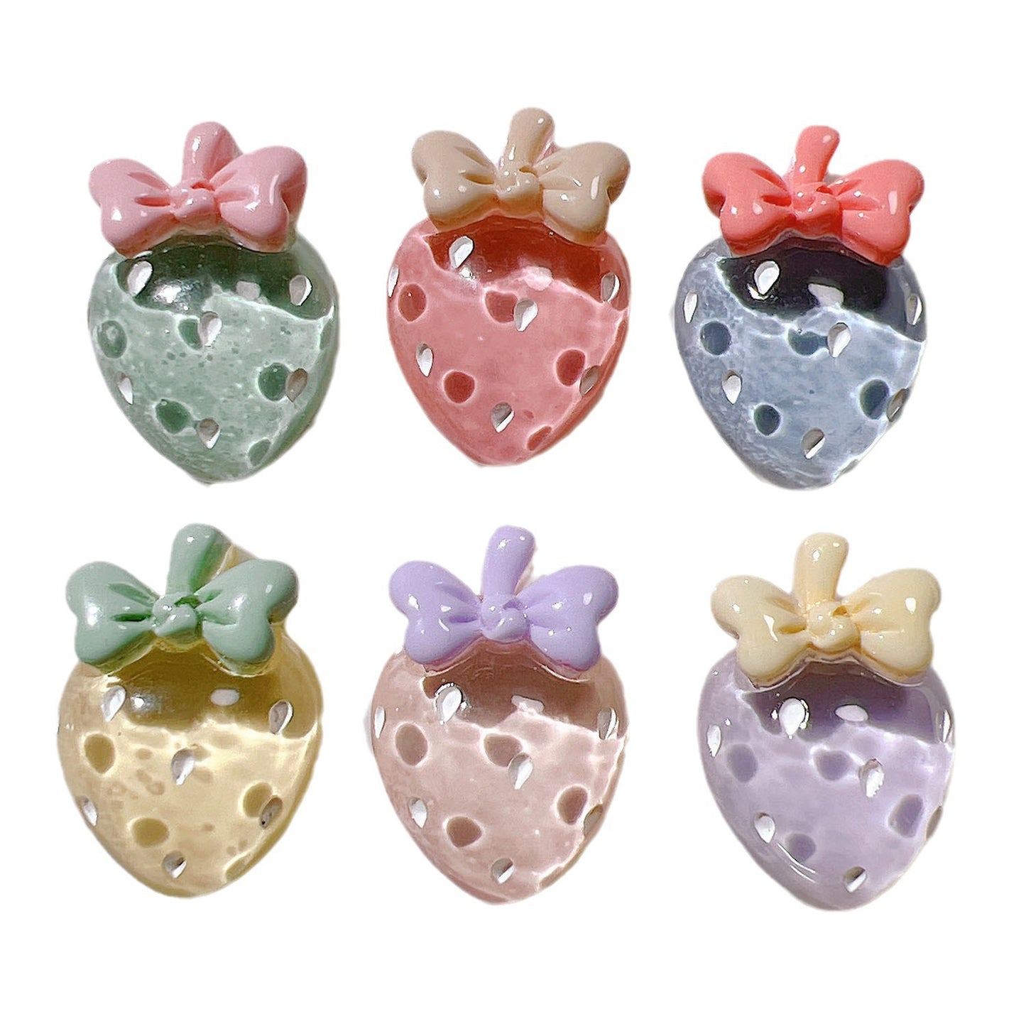 (5pic for 1bag)Cutie Transparent Strawberry Diy Resin Charms (pack Offline)