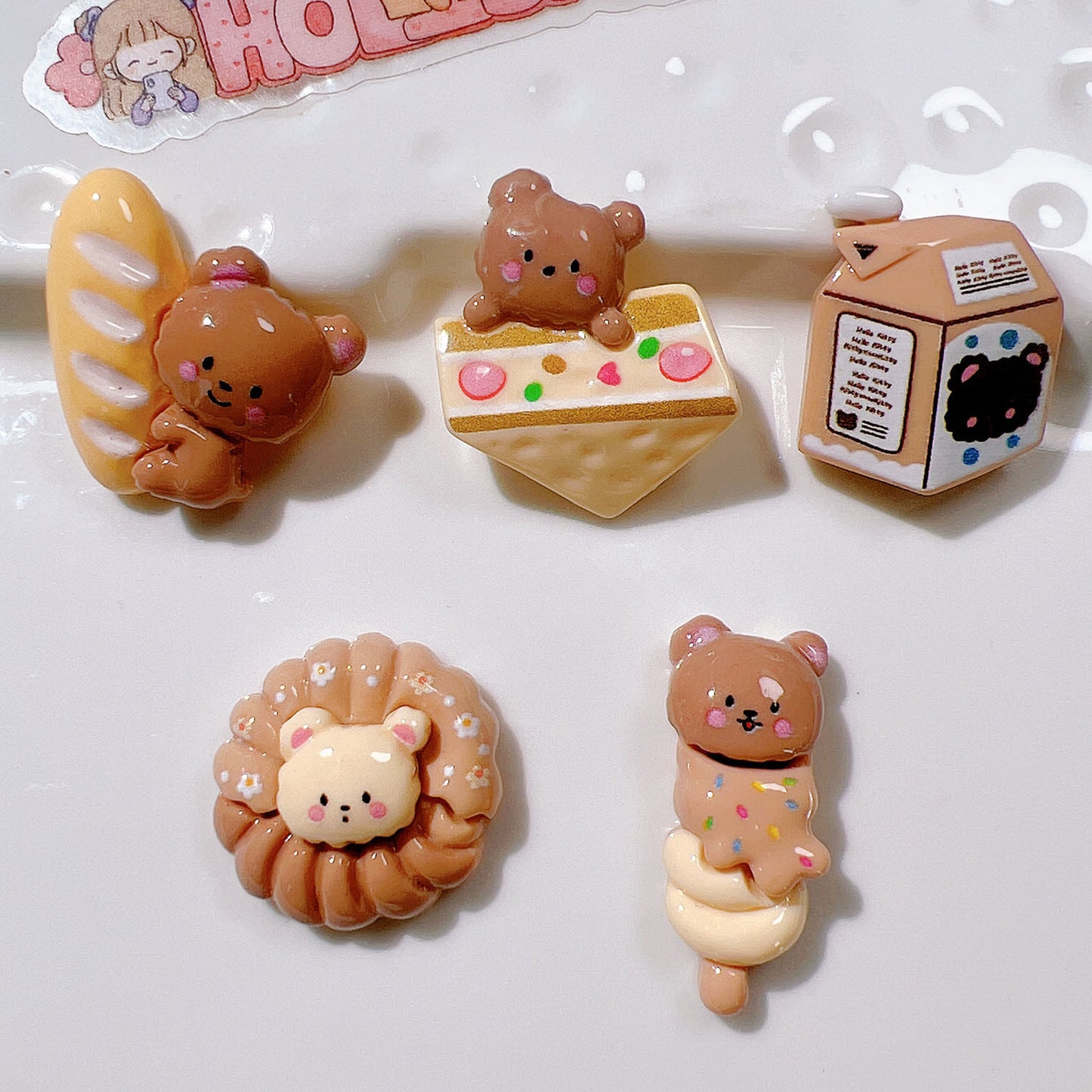 (5pic for 1bag)Cutie biscuit bear diy resin charms (pack offline)
