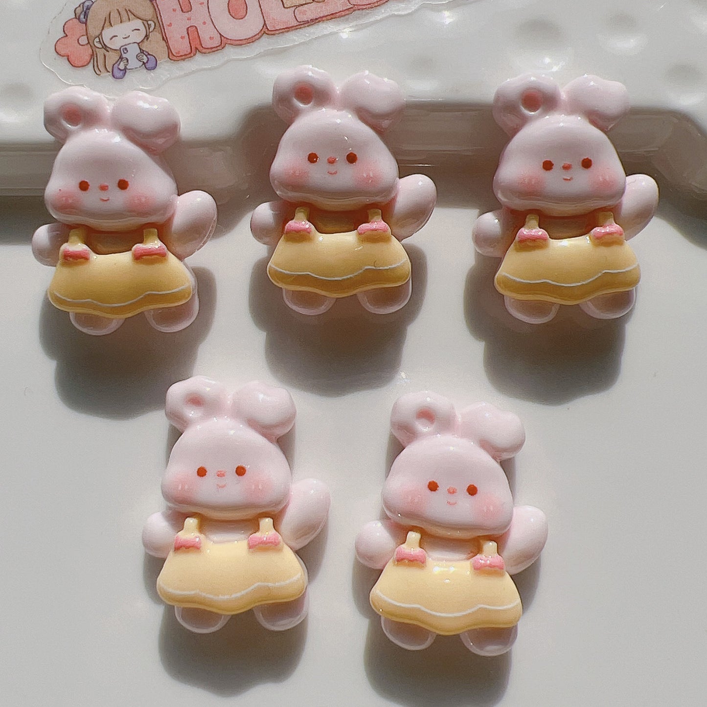 (5pic for 1bag)Cutie rabbit diy resin charms(pack offline)