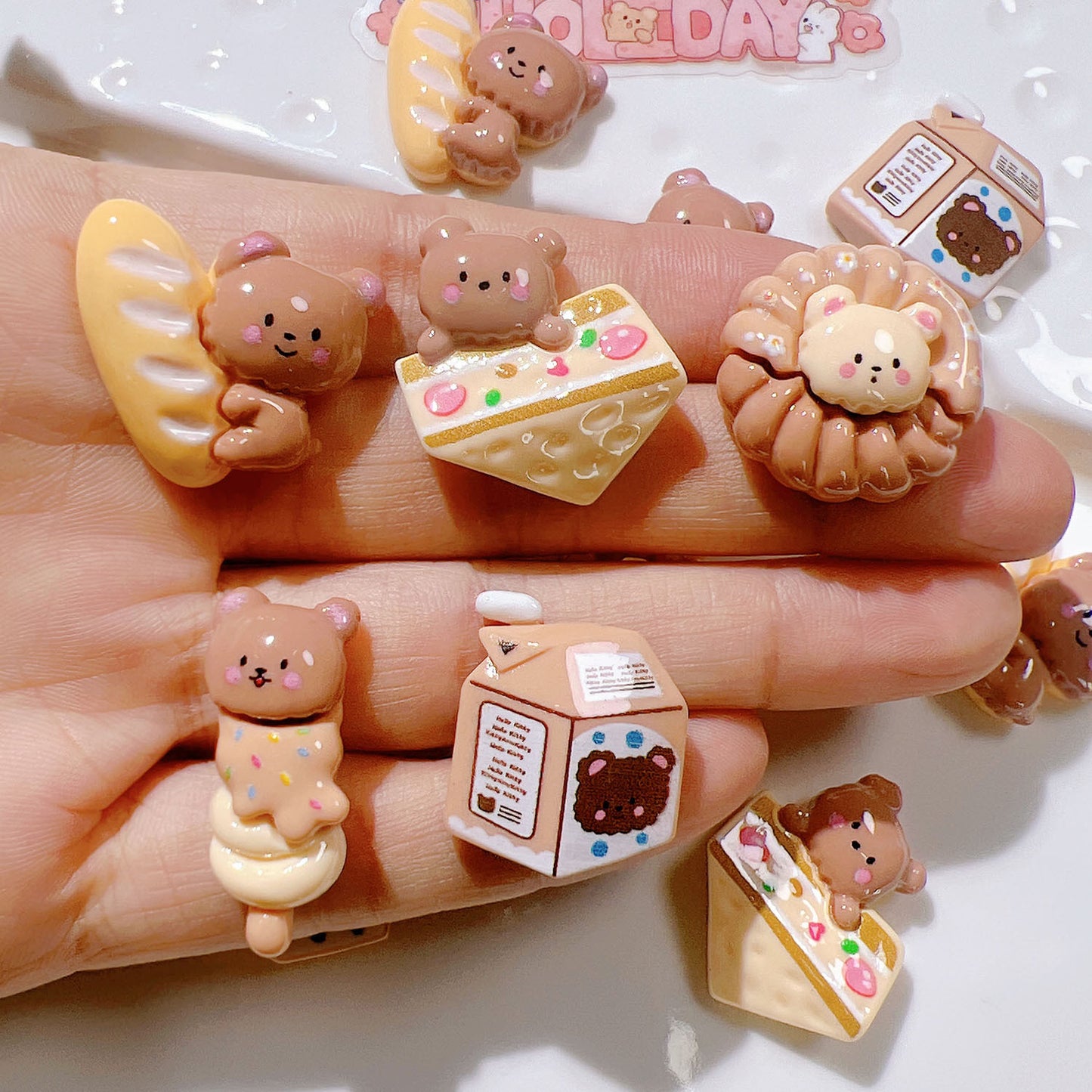 (5pic for 1bag)Cutie biscuit bear diy resin charms (pack offline)