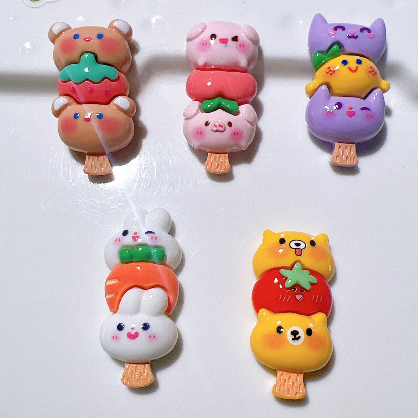 (5pic for 1 Bag) Cutie Cartoon on Sticks String Diy Resin Charms (Pack Offline)