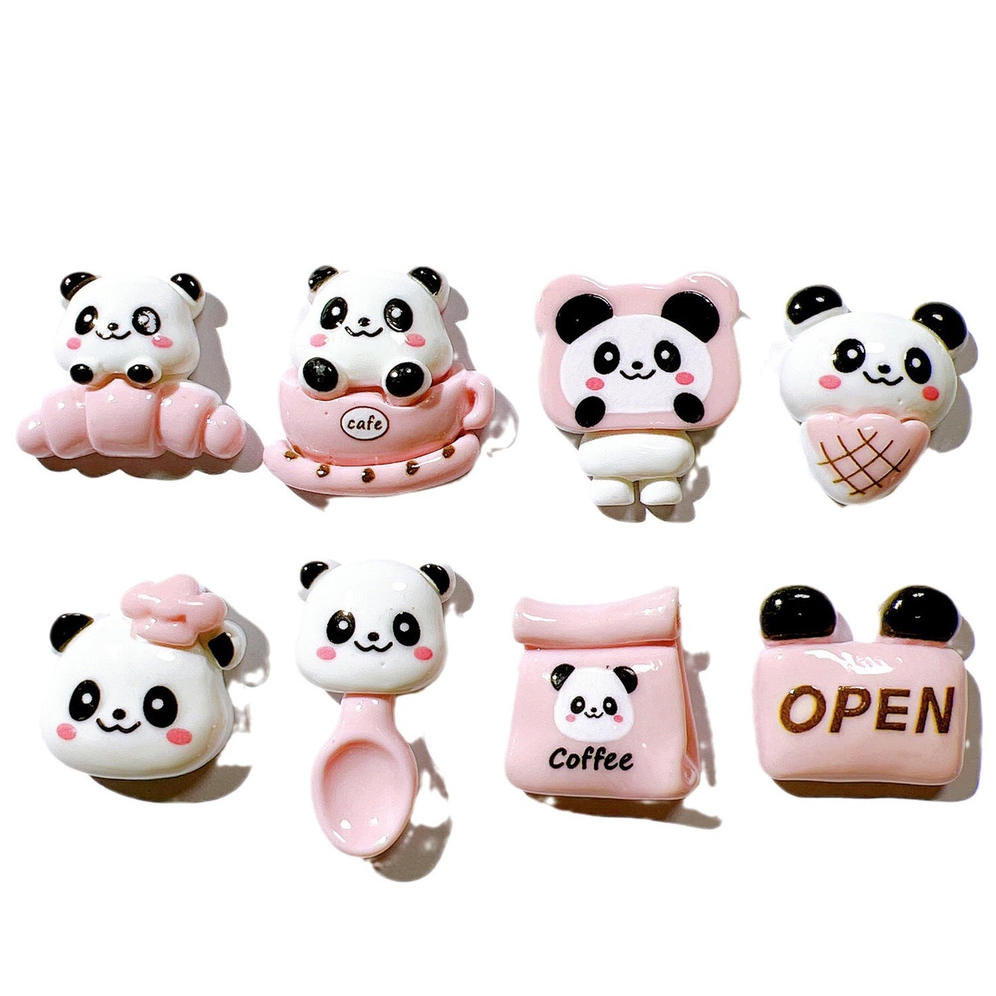 (5pic for1bag)Cutie diy charms resin patches handmade materials cream glue phone case diy kids hair accessories accessories pink bread bear