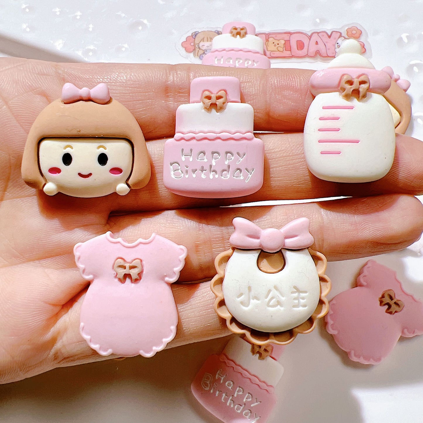 (5pic for 1bag)Cutie Girl Bibs Diy Resin Charms (pack Offline)
