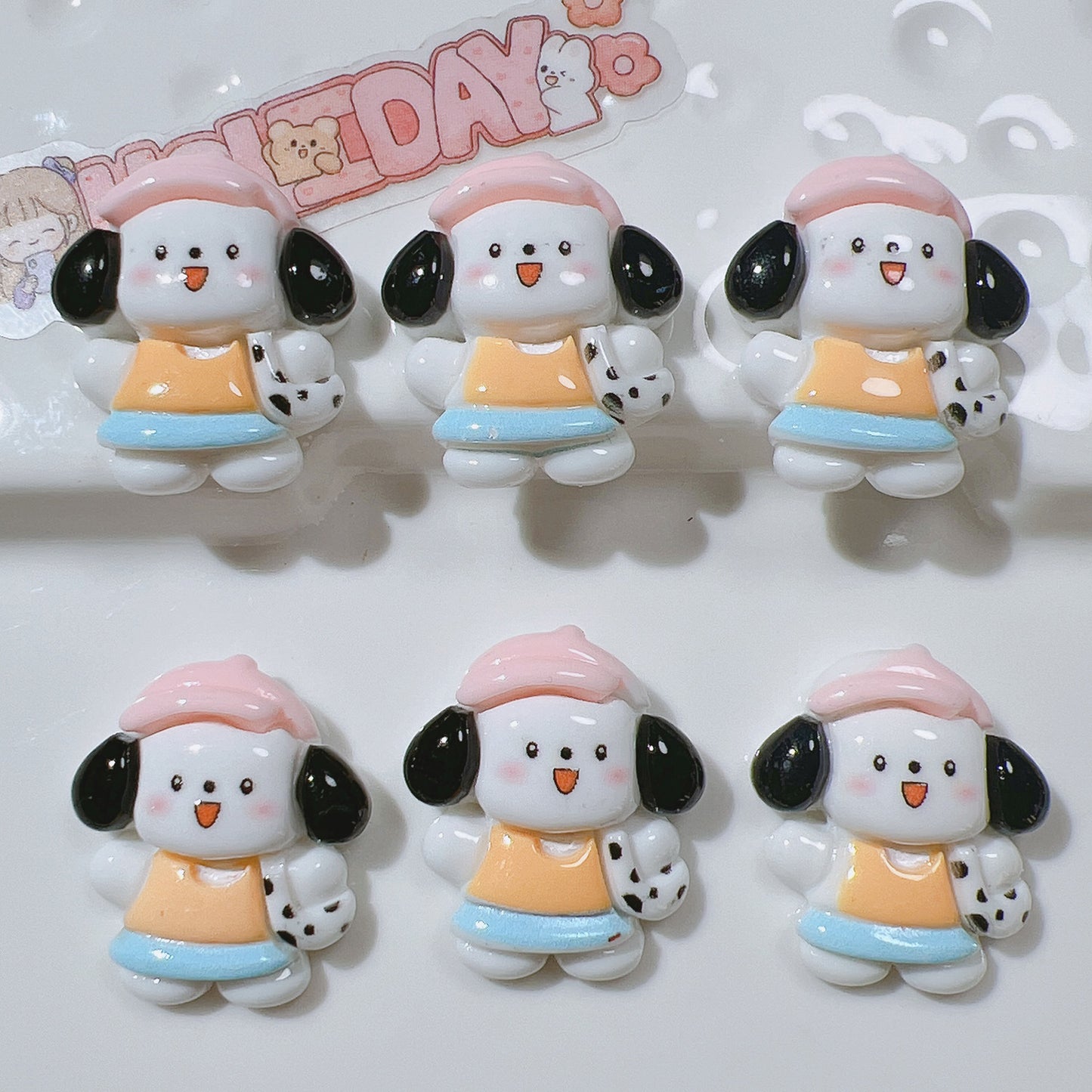 (5pic for 1bag)Cutie black ear dog diy resin charms (pack offline)