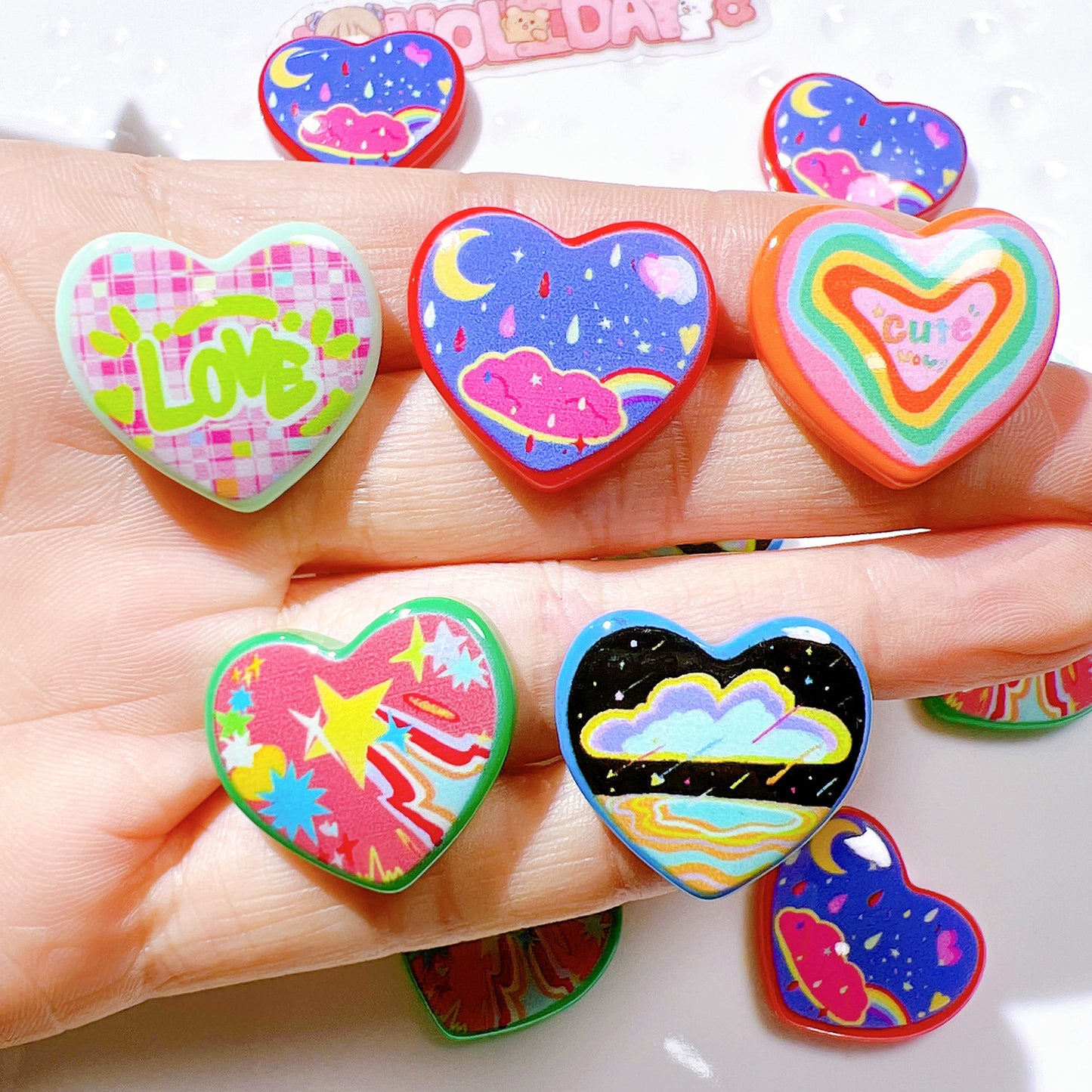 (5pic for1bag)Cutie heart diy charms resin (pack offline)