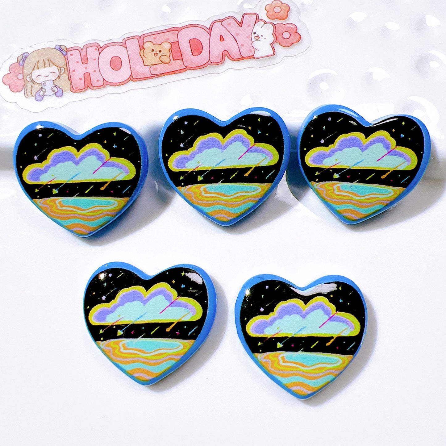 (5pic for1bag)Cutie heart diy charms resin (pack offline)