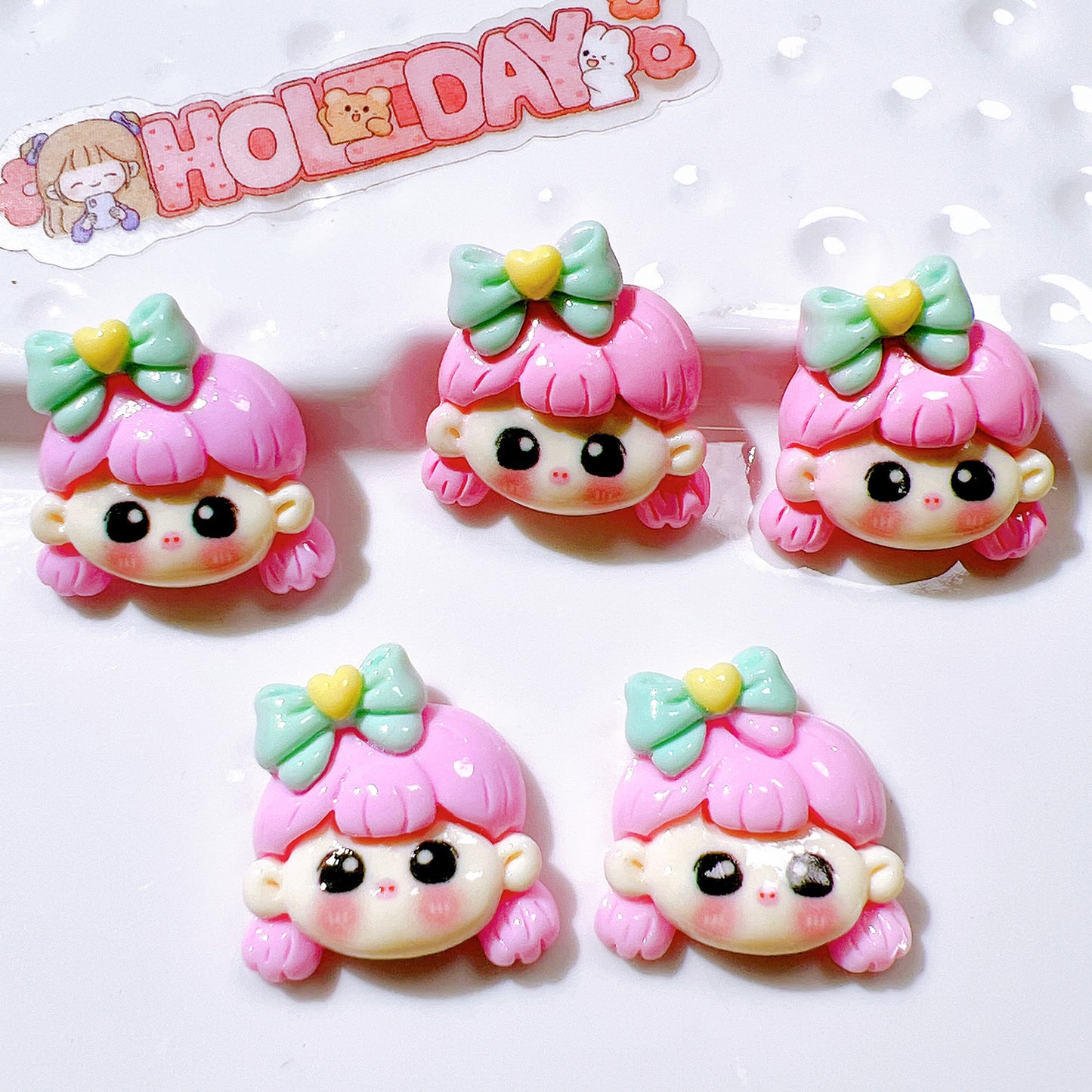 (5pic for1bag)Cutie bow tie girl diy resin charms(pack offline)