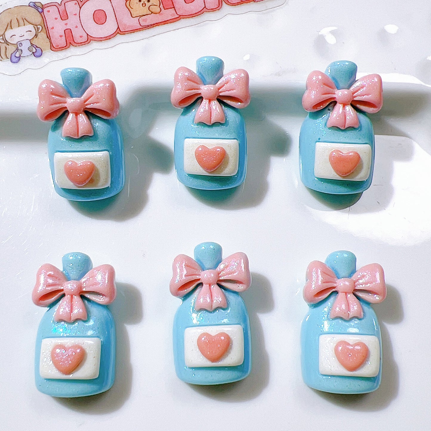 (5pic for1bag)Cutie pearl bow bottle diy resin charms(pack offline)