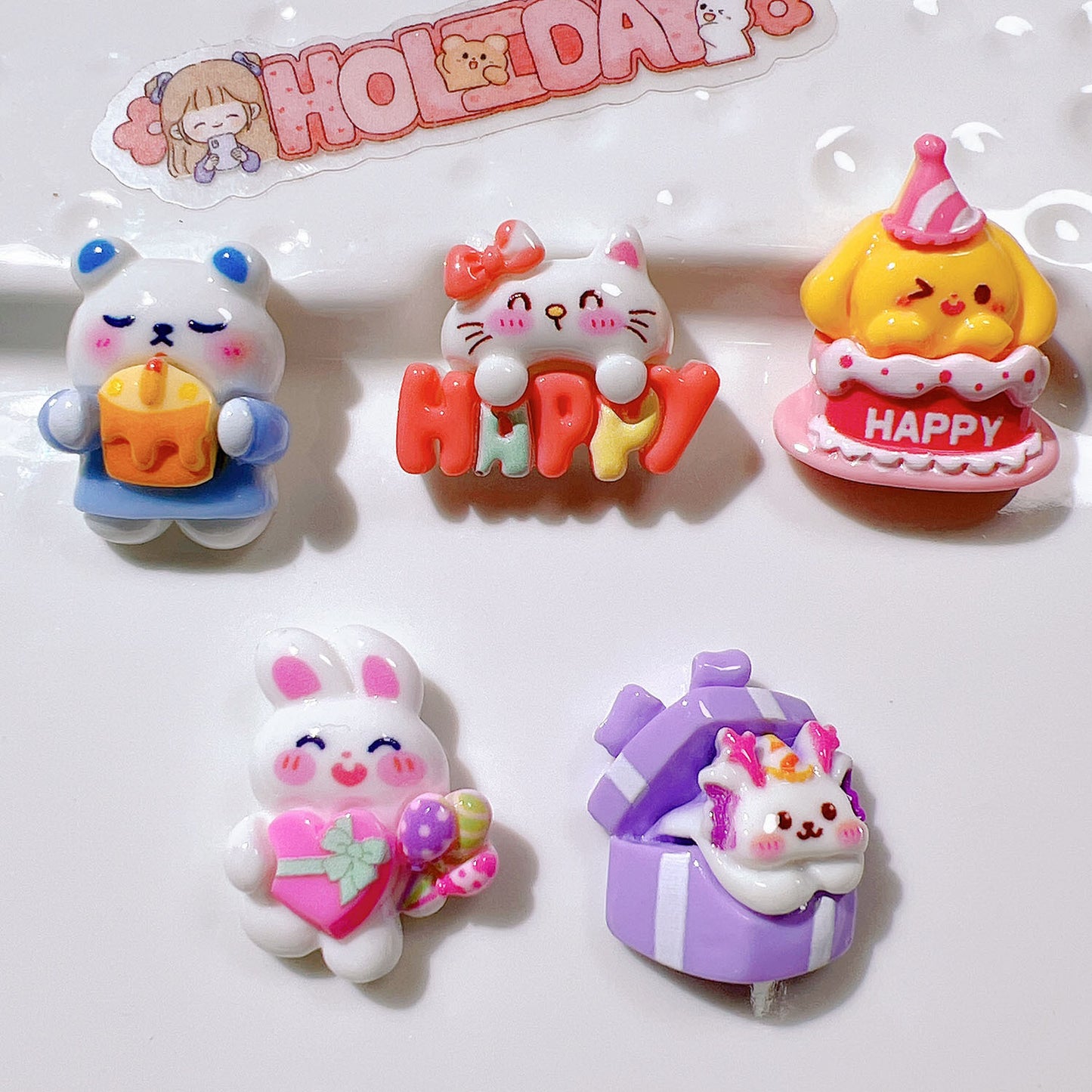 (5pic for 1bag)Cutie Happy Cat Cake Diy Resin Charms (pack Offline)