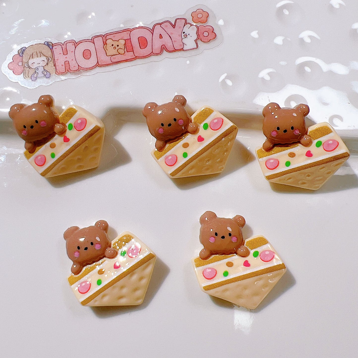 (5pic for 1bag)Cutie biscuit bear diy resin charms (pack offline)