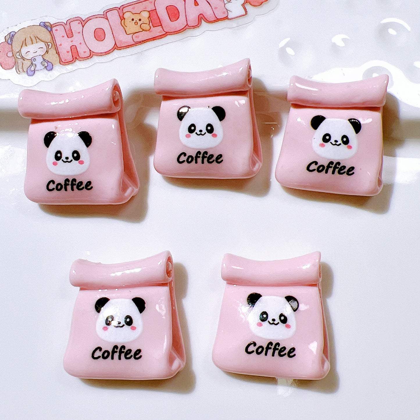 (5pic for1bag)Cutie diy charms resin patches handmade materials cream glue phone case diy kids hair accessories accessories pink bread bear