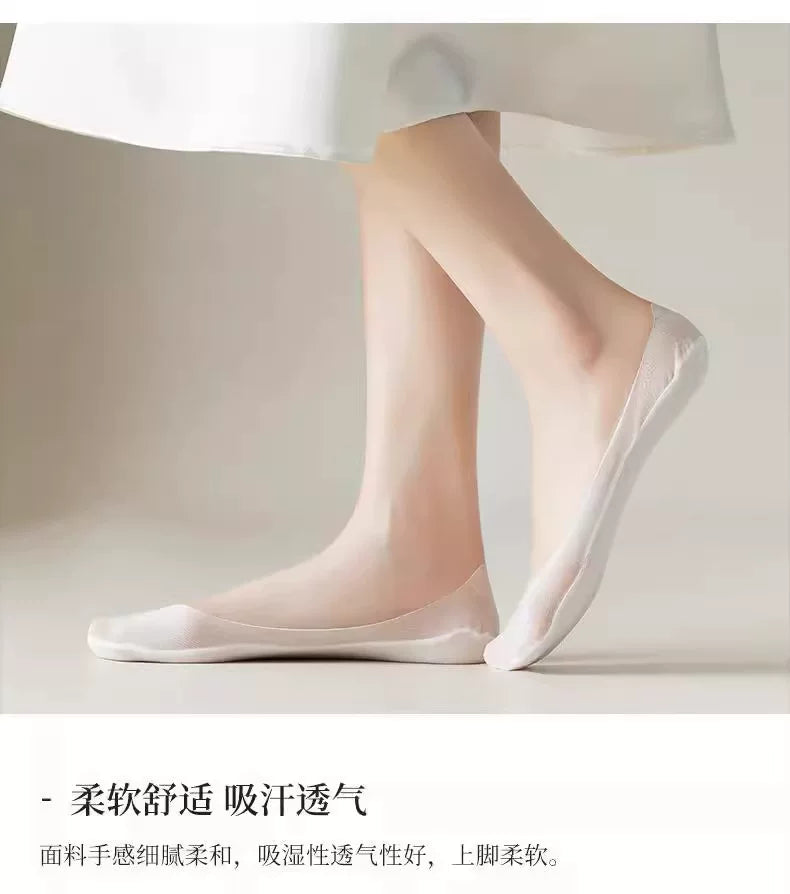 No Show Socks for Women | Non Slip Invisible Low Cut Cotton Socks