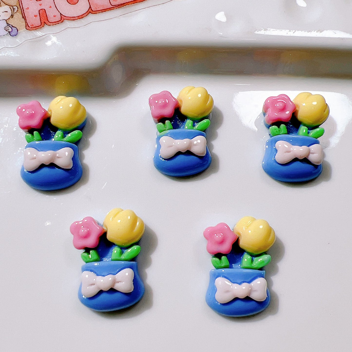 (5pic for 1bag)Cutie mini flower pot diy resin charms (pack offline)