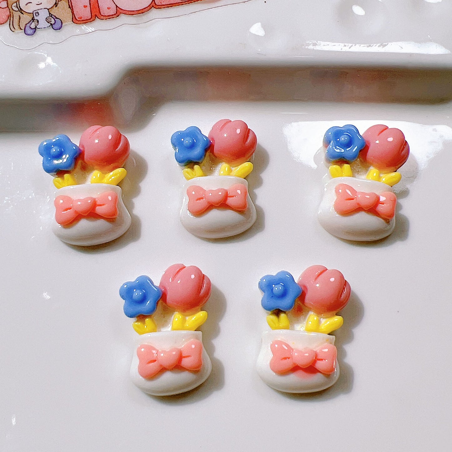 (5pic for 1bag)Cutie mini flower pot diy resin charms (pack offline)