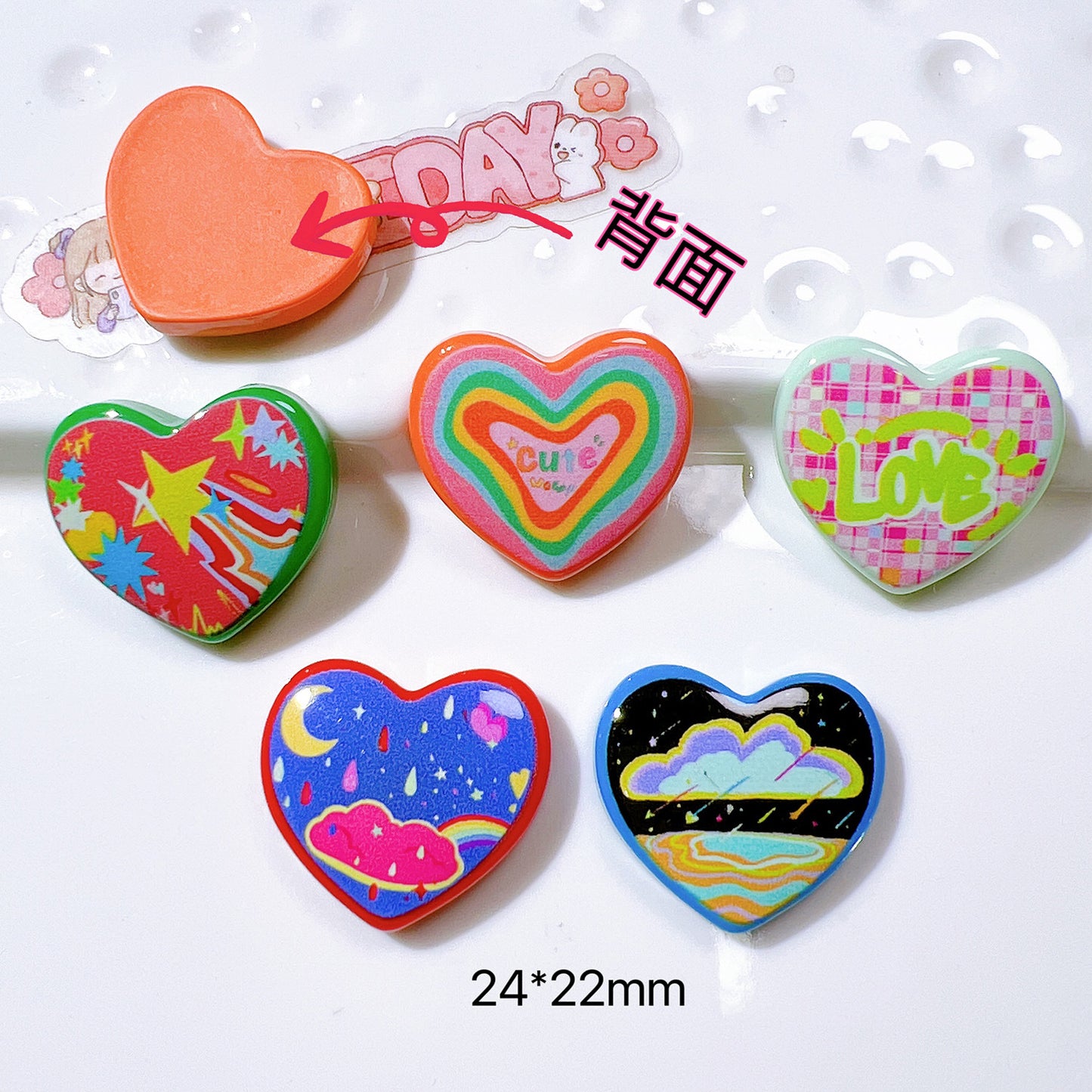 (5pic for1bag)Cutie heart diy charms resin (pack offline)
